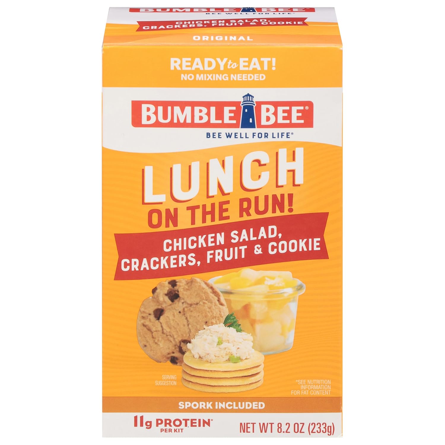 Bumble Bee Lunch On The Run Chicken Salad with Crackers Kit, 8.2 oz - Ready to Eat, Includes Crackers, Cookie & Mixed Fruit - Shelf Stable & Convenient Source of Protein