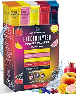KEY NUTRIENTS Multivitamin 20 Pack Electrolytes Powder Packets No Sugar - 5 Delicious Flavors Post Workout and Recovery Hydration Packets - No Calories, Electrolytes Powder Packets