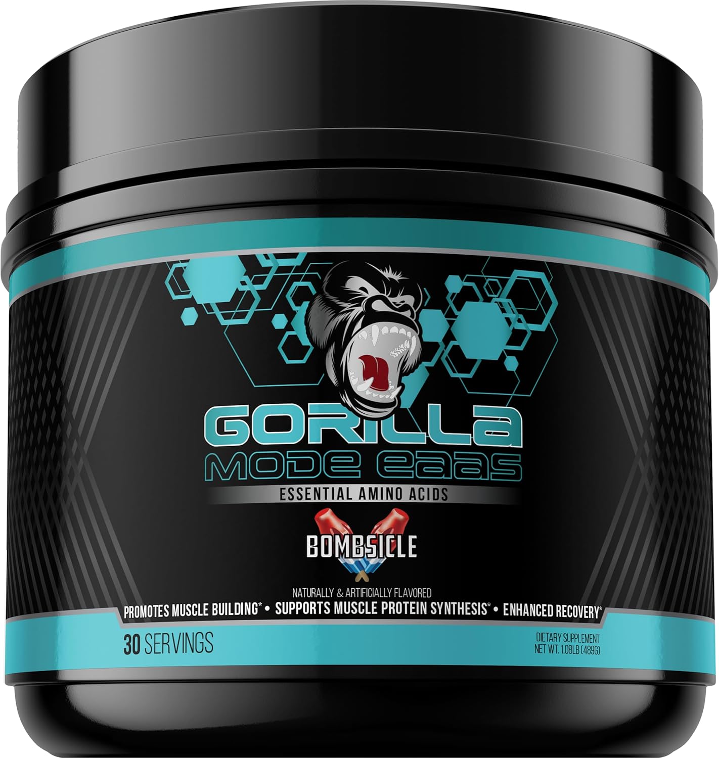 Gorilla Mode EAAs - Essential Amino Acids to Support Muscle Building, Enhanced Recovery, and Protein Synthesis/Use Before, During, or After Your Workout / 489 Grams (Bombsicle)