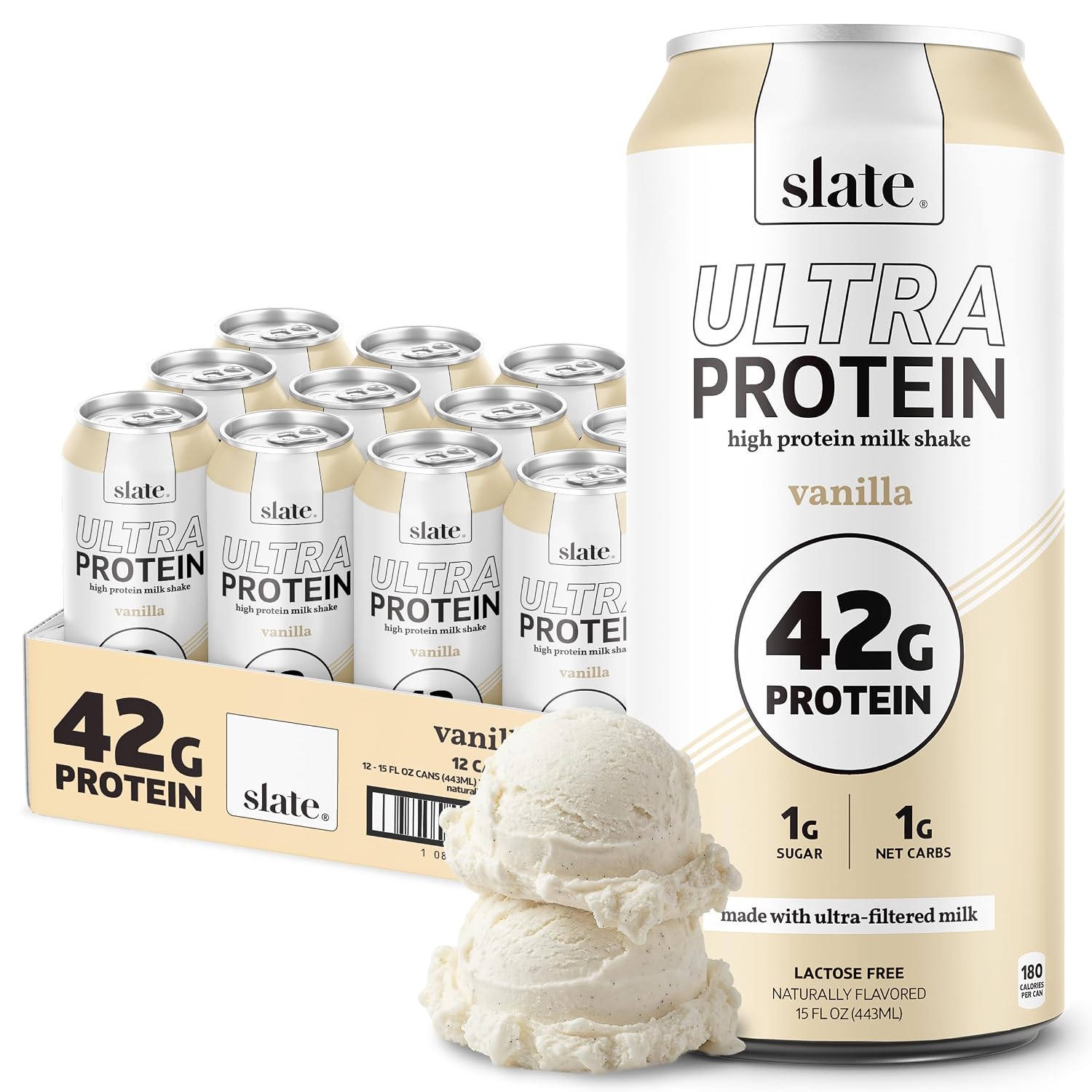 Slate Milk Vanilla Ultra 42g High Protein Milk Shake (12 Cans)