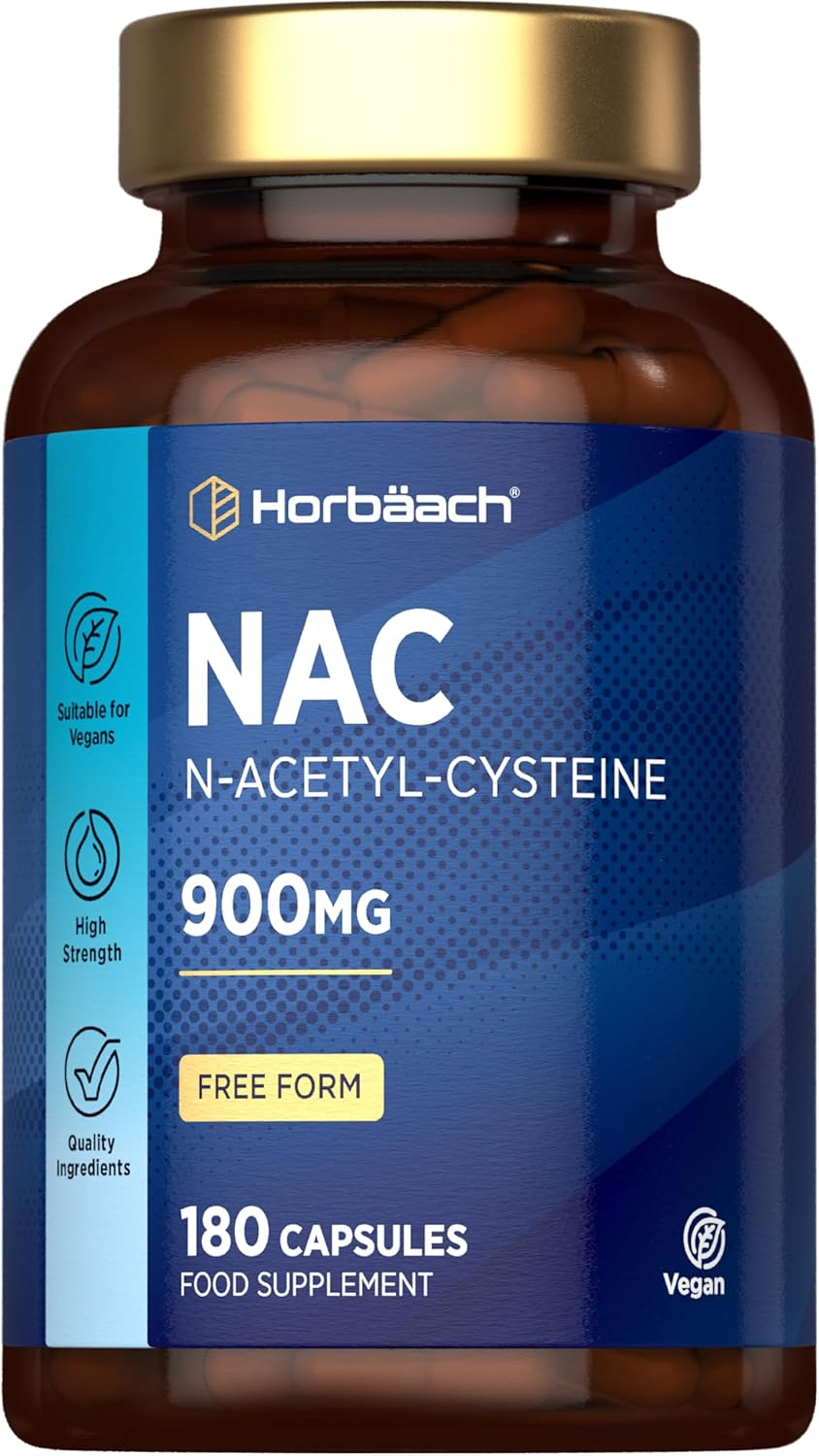 NAC Supplement N-Acetyl-Cysteine 900mg | 180 Vegan Capsules | Amino Acids High Strength | Free Form | by Horbaach