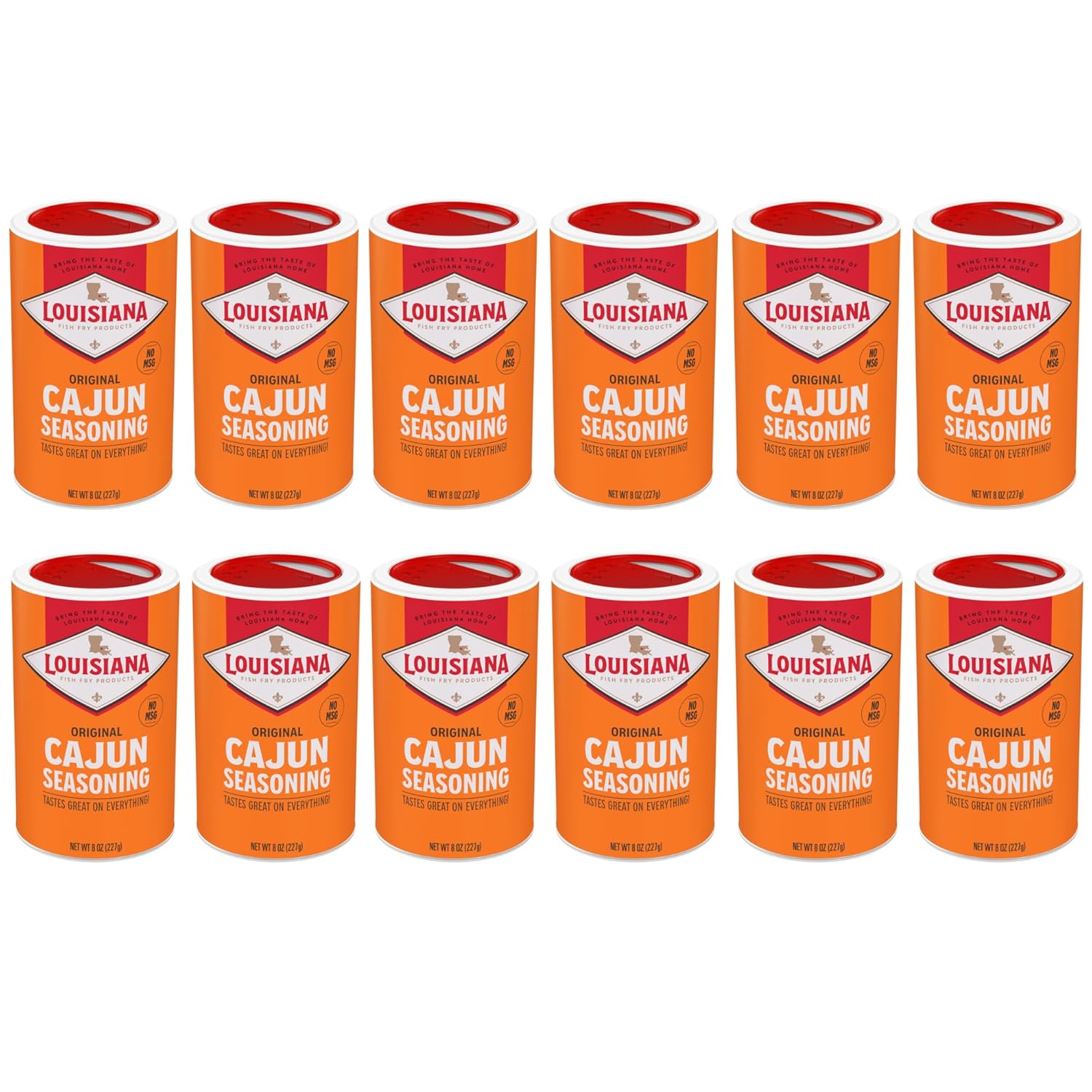 Louisiana Fish Fry Cajun Seasoning - Flavorful All-Purpose Seasoning 8 oz. (Pack of 12) - Perfectly Spiced for Meat, Fish, Vegetables, Soups, Salads, and More - Ideal for Grilling, Roasting, and Sauteing Your Favorite Dishes