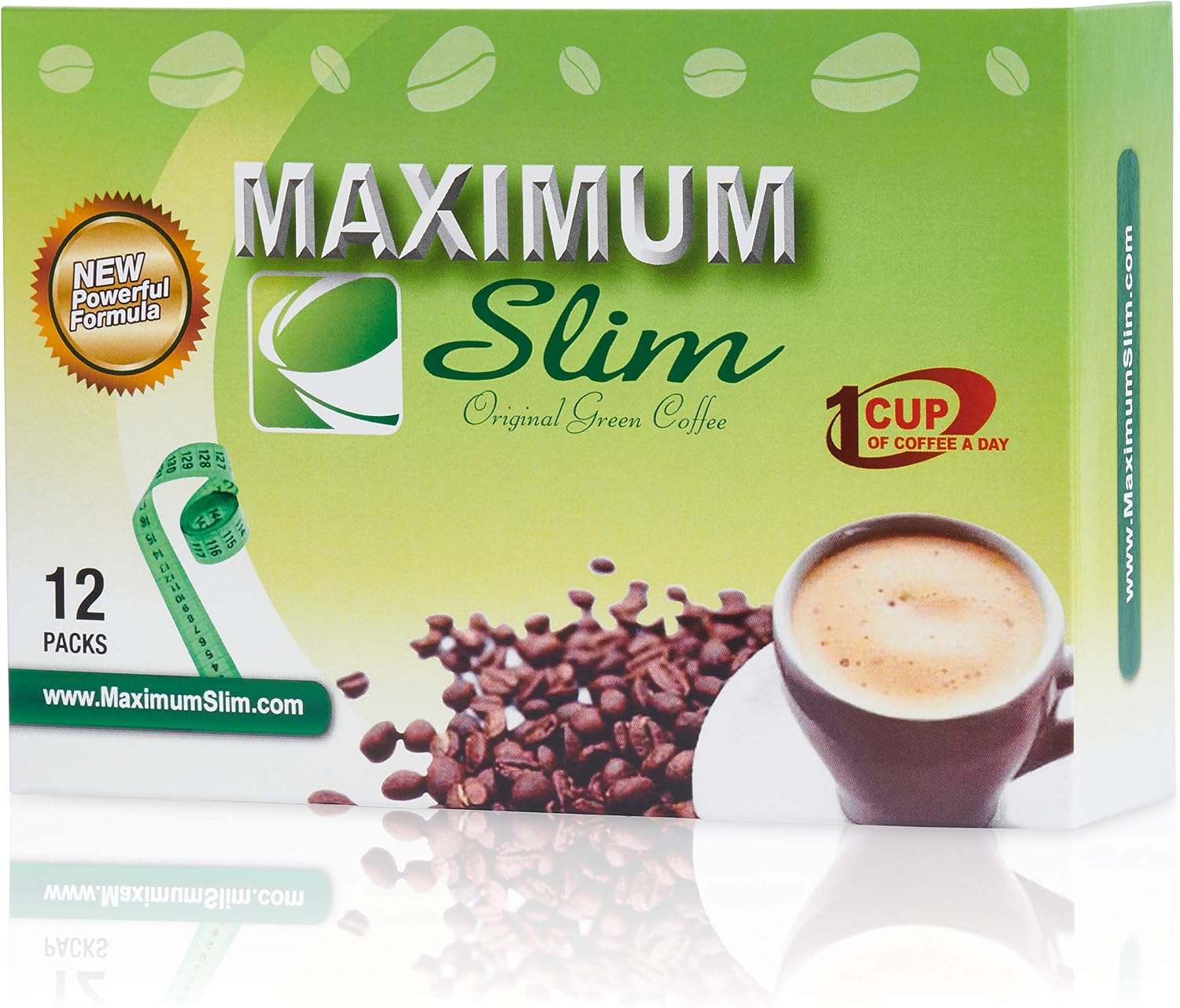 Maximum Slim Original Green Coffee –Premium 4-in-1 Formula with Natural Herbal Extracts for Energy & Vitality. Creamy & Delicious for Maximum Satisfaction. No Messy Side Effects-Made in the USA-12 Ct