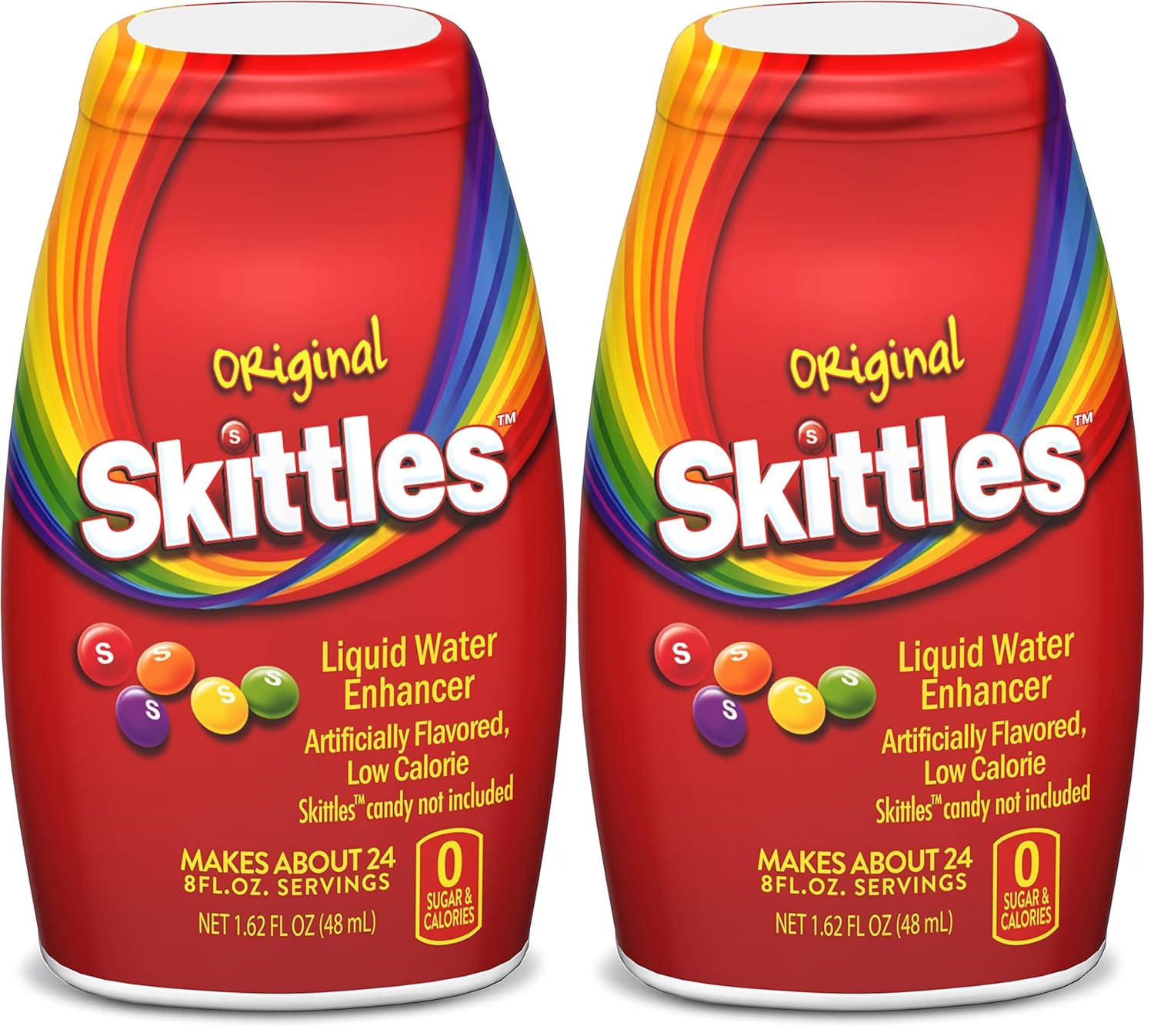 Skittles Singles To Go Liquid Water Enhancer, 1.62 Fl. Oz, Original, Low Calorie, Zero Sugar Drink Enhancer (Pack of 2)