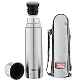 Milton Thermosteel Plain Lid 1000, Double Walled Vacuum Insulated Thermos 1000 ml 34 oz 1 Ltr 24 Hours Hot and Cold Water Bottle with Cover, Stainless Steel, BPA Free,Leak Proof Silver