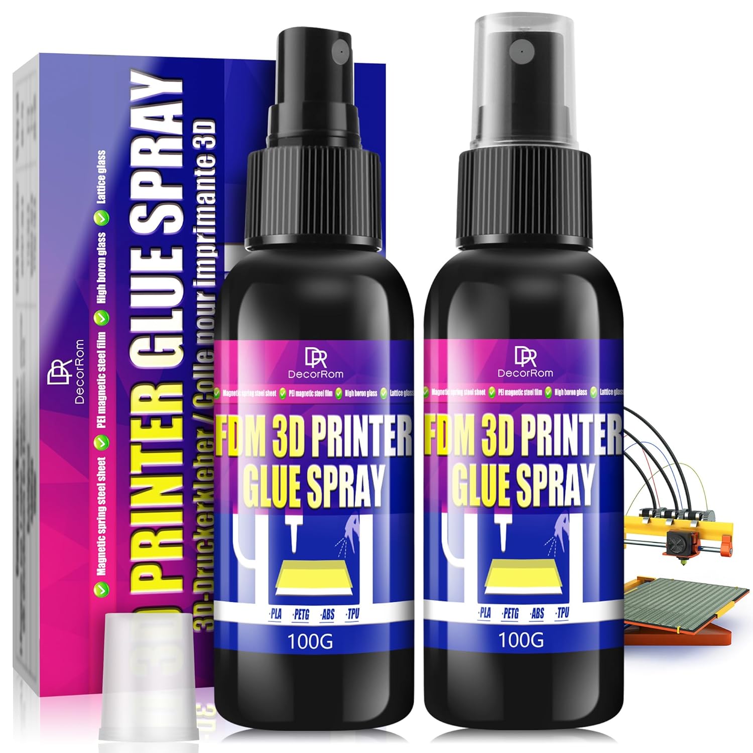 3D Printer Adhesive Glue - 200ml Strong Bed Adhesion for PLA, ABS, PETG, ASA Filaments, Reduces Warping, 3D Printing Glue, Suitable for Various 3D Printing Bed Adhesive, 3D Printer Accessories