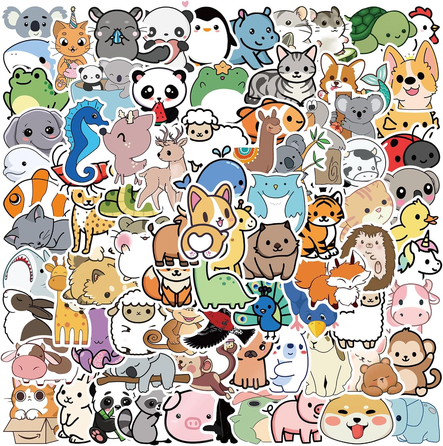iMaMa 100 Pcs Colorful Animal Stickers, Cute Aesthetic Sticker Pack for Scrapbooking, Art, Crafts, MacBook, Skateboard, Luggage, Bullet Points, Laptop Stickers, Bumper Stickers