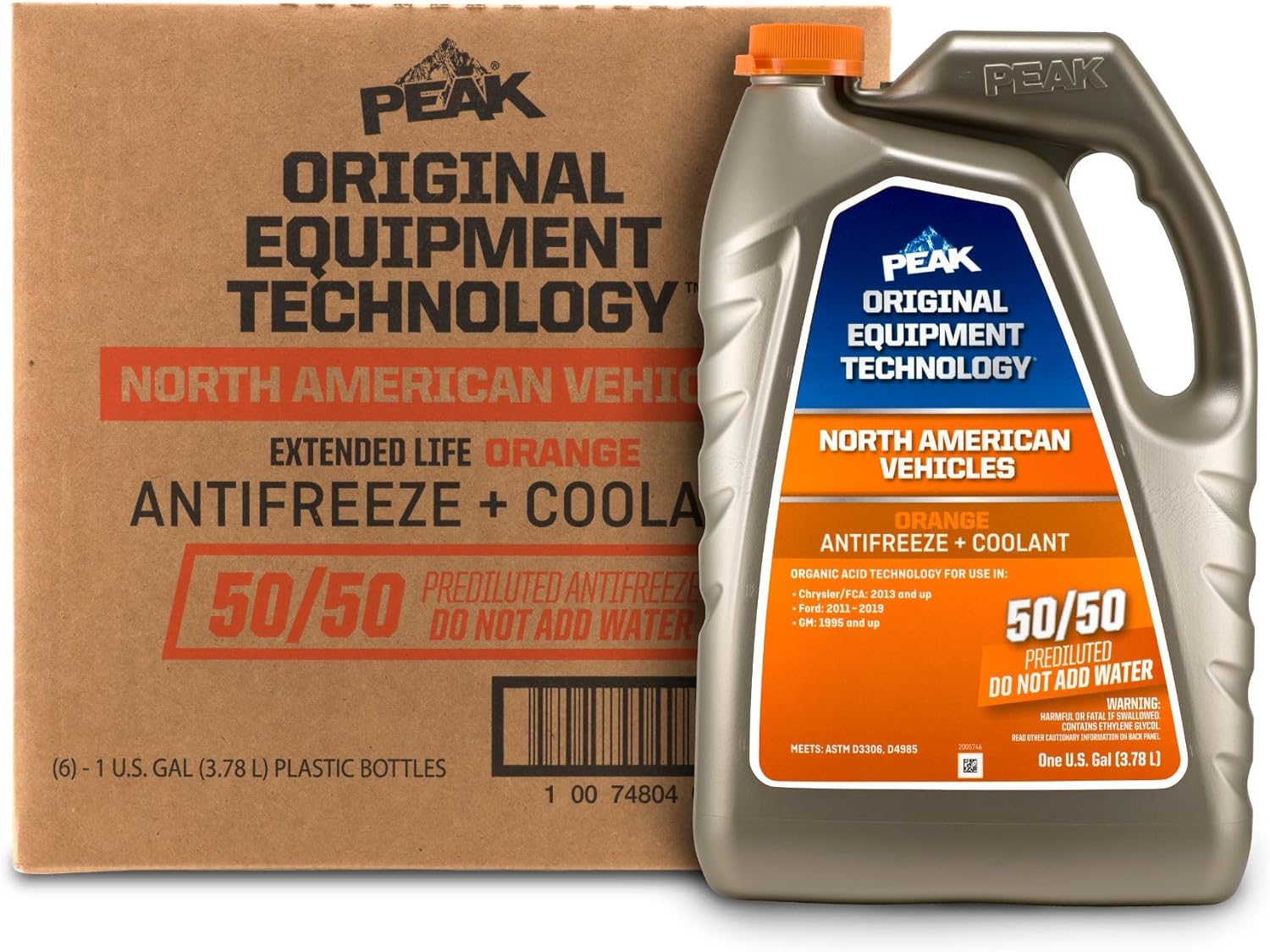 PEAK OET Extended Life Orange 50/50 Prediluted Antifreeze/Coolant for North American Vehicles, 6 Pack