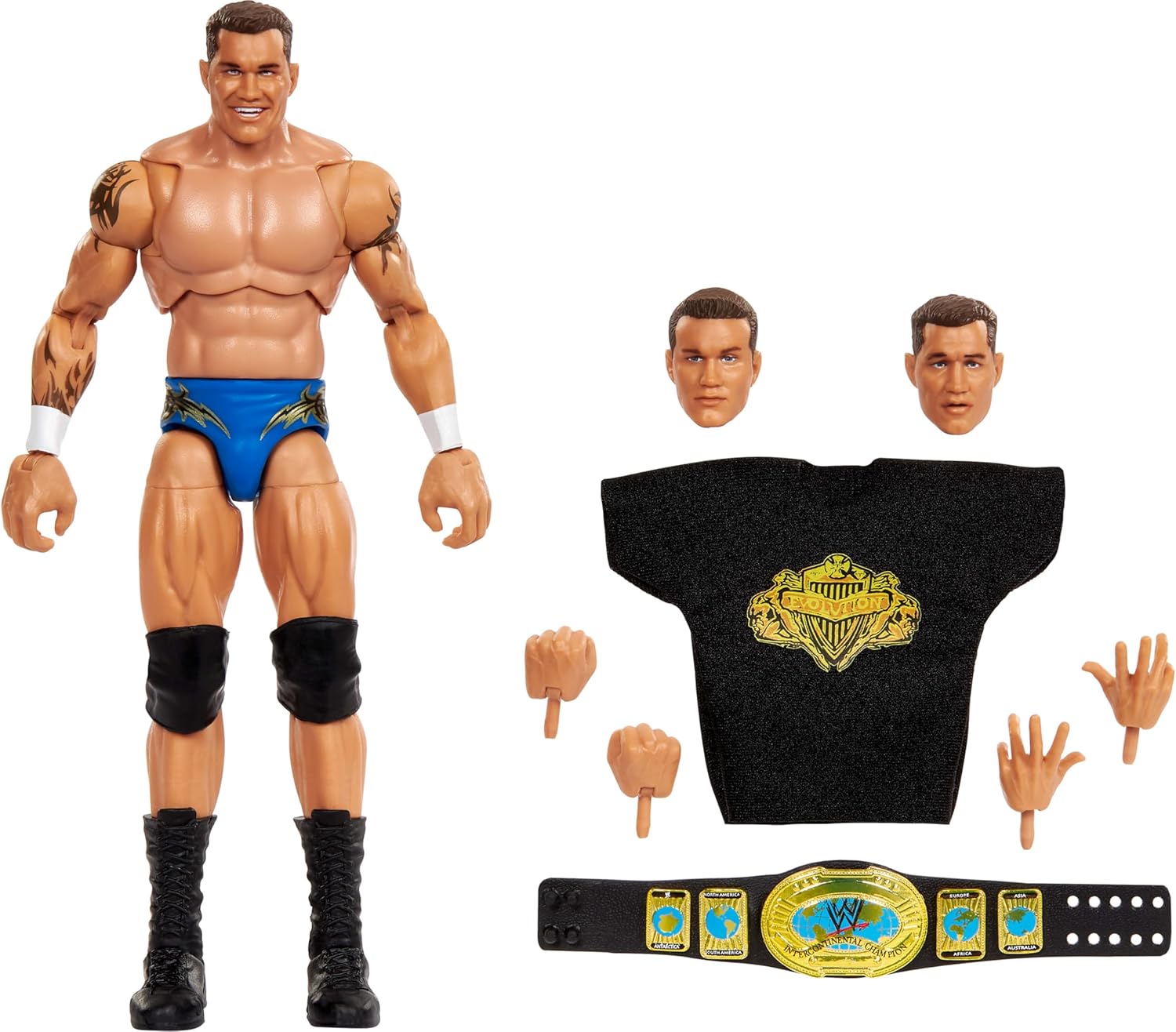 Mattel WWE Ultimate Edition Randy Orton 6-inch Action Figure & Accessories Fan Takeover Set, 10+ Pieces Include Swappable Heads & Hands