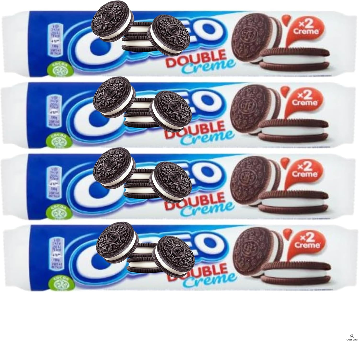 Double Creme Cookies 157g - Bundle Consisting of Oreo Double Stuff Biscuits x4 Pack