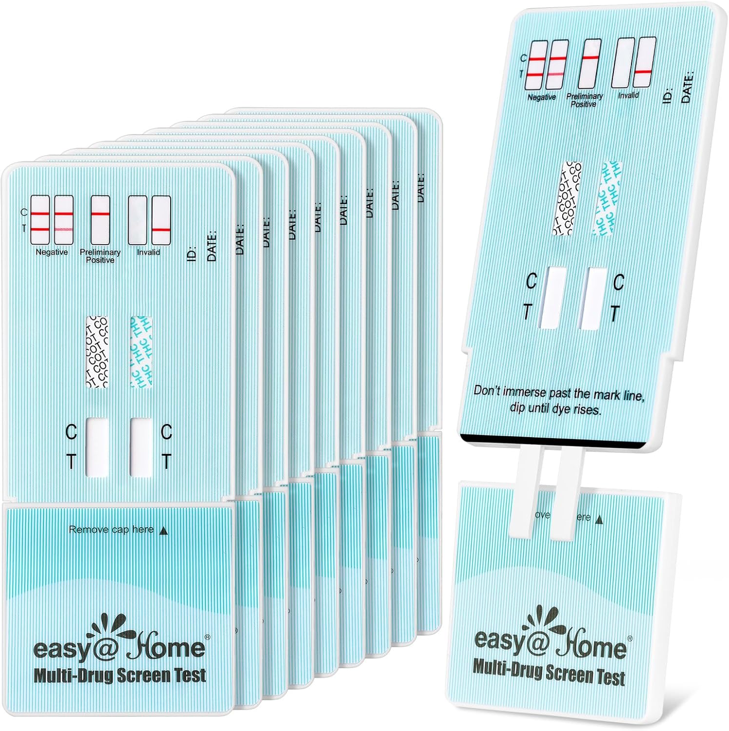 Easy@Home Multi-Drug Screen Test, 10 Pack Marijuana & Nicotine Urine Drug Test Kits, Testing for THC and Nicotine Metabolites Cotinine(COT) in Urine, Accurate Home Drug Testing Kits, EDOAP-124