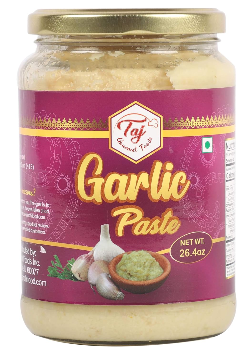 TAJ Premium Garlic Paste,Fresh Garlic Cooking Paste, 750g
