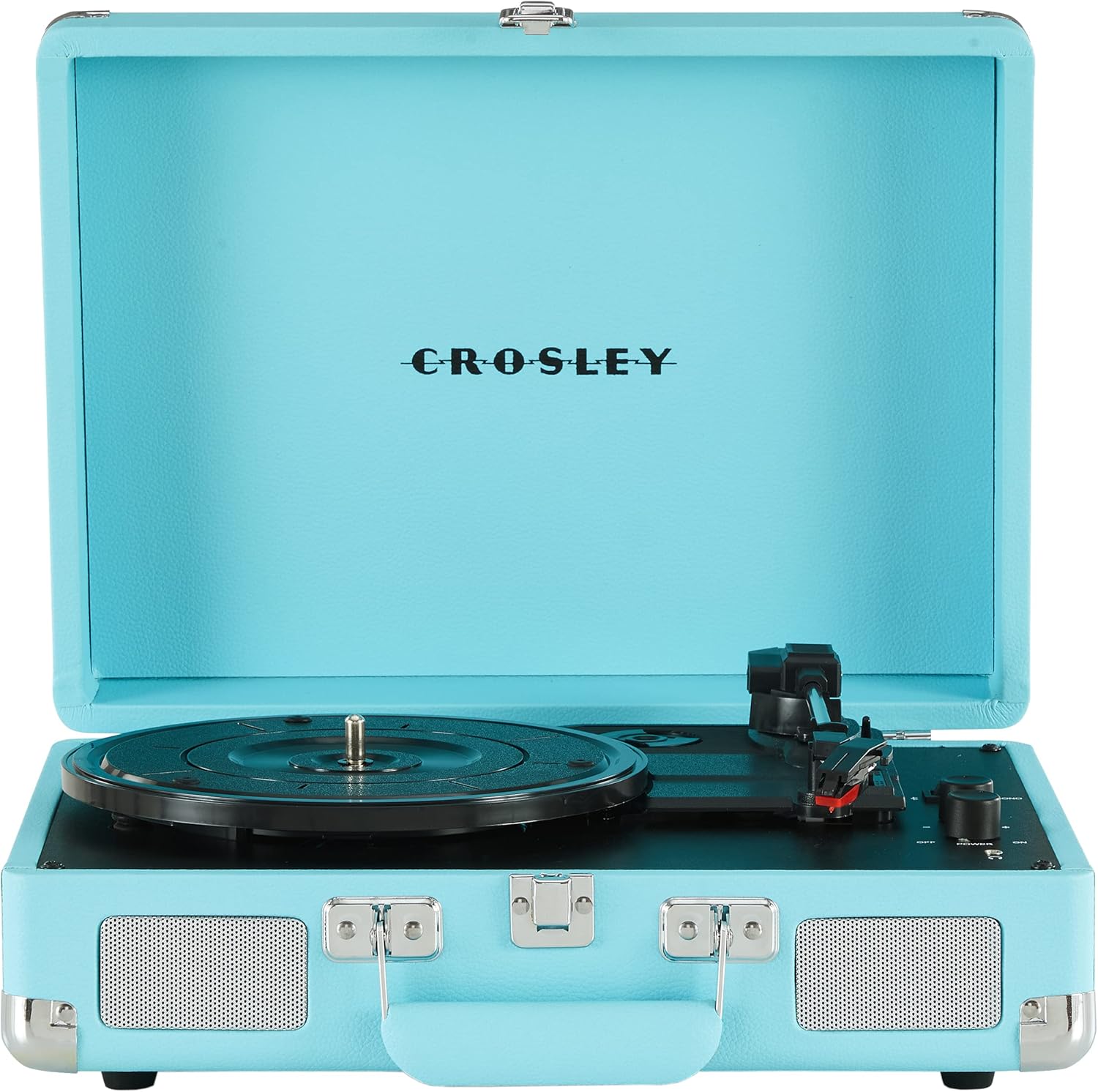 Crosley CR8005DP-TQ1 Cruiser Plus Vintage 3-Speed Bluetooth in/Out Suitcase Vinyl Record Player Turntable, Turquoise
