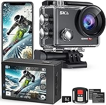 Action Camera 5K 30FPS Waterproof Camera Underwater 131 FT with EIS, Remote Control Speed 10 Sports Camera 5X Zoom with 64GB Card, 2x1350mAh Battery