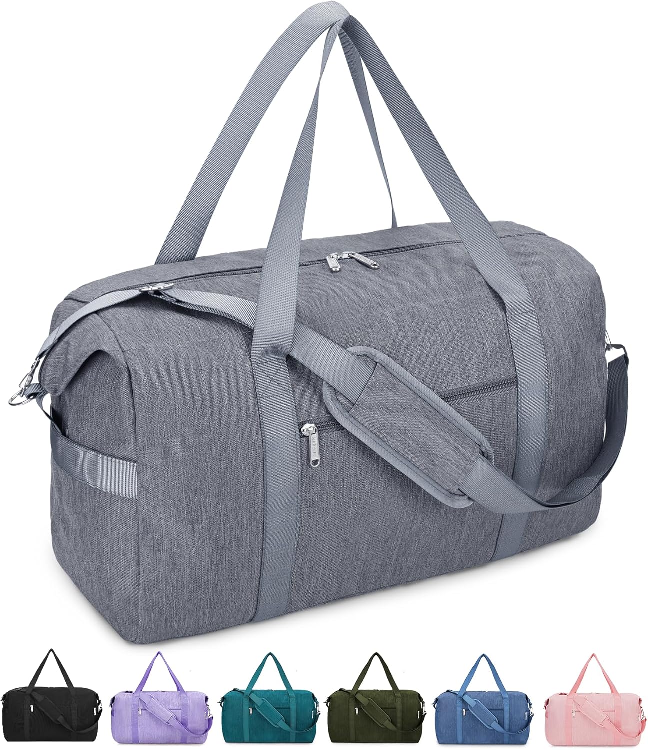 for Easyjet Cabin Bag 56x45x25 Foldable Travel Duffel Bag Hospital Bag Holdall Tote Carry on Luggage with Wet Pocket Weekend Overnight Bag for Women and Men 40L (Grey)