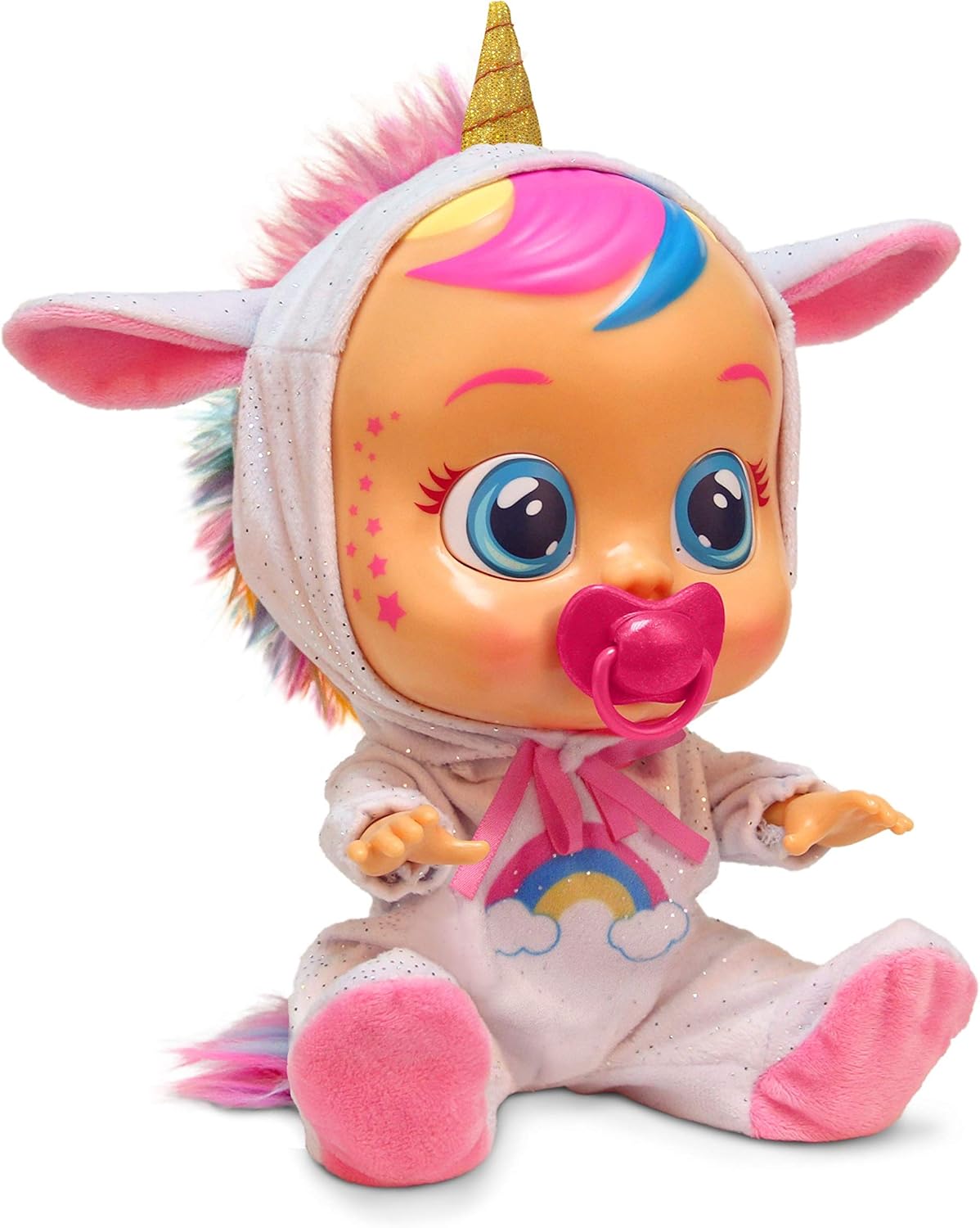 Cry Babies Dreamy the Unicorn 12” Baby Doll | Shimmery Removable Rainbow Pajamas For Girls and Kids 18 Months and Up , Pink