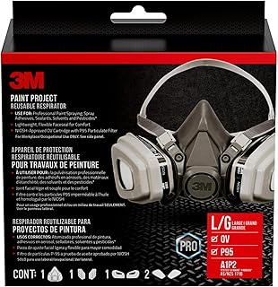 3M P95 / Organic Vapor Paint Project Reusable Respirator 6311, Large Size , NIOSH-APPROVED, Use For Professional Paint Spraying, Lightweight, Flexible, Thermoplastic Faceseal For Comfort (6311P1-DC)