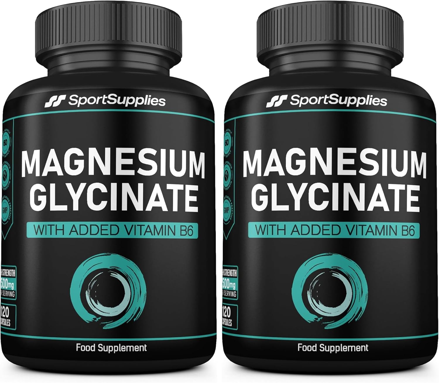 Magnesium Glycinate Supplements 1500mg & Vitamin B6-120 High Strength Capsules - 1500mg of Magnesium Providing 315mg Elemental Magnesium (Bisglycinate) - Pure Active Ingredient (Pack of 2)
