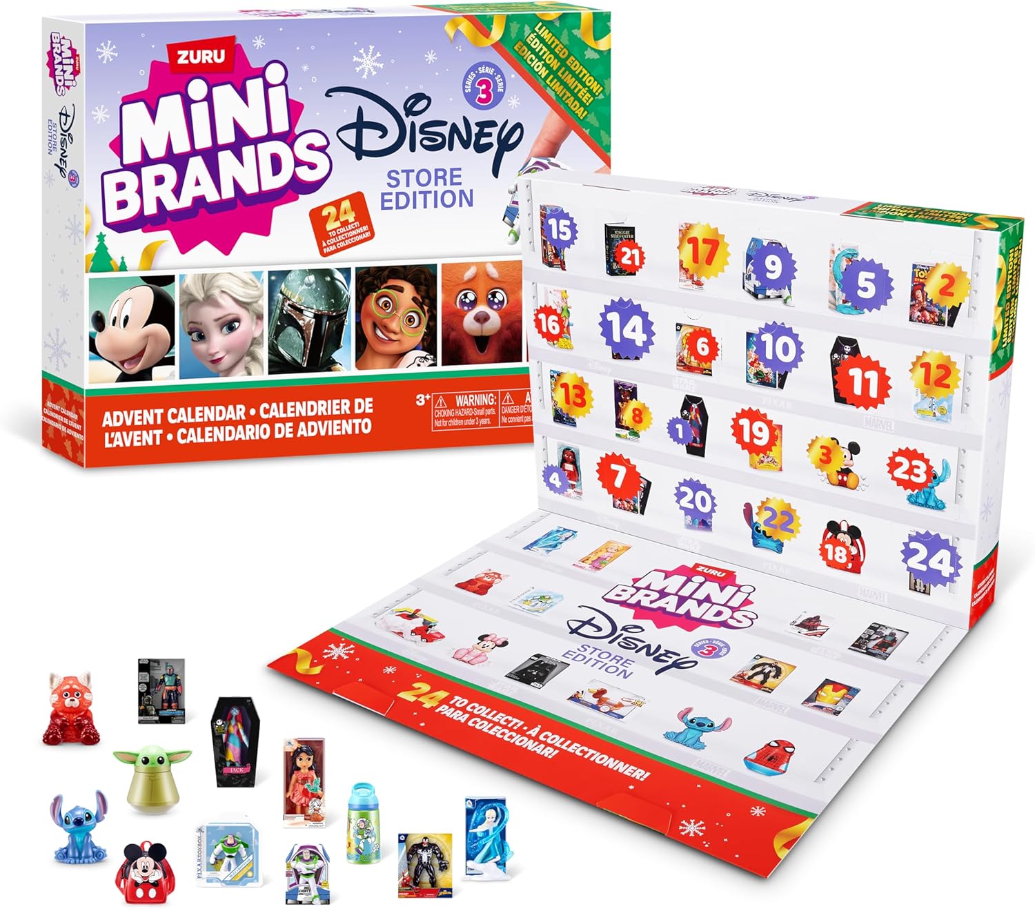 Disney Advent Calendar by ZURU Mini Brands Limited Edition Advent Calendar, 24 Days of Suprises, Mini Figures, Fun Christmas Toys for Kids, Best Gift for Girls and Boys Ages 3+