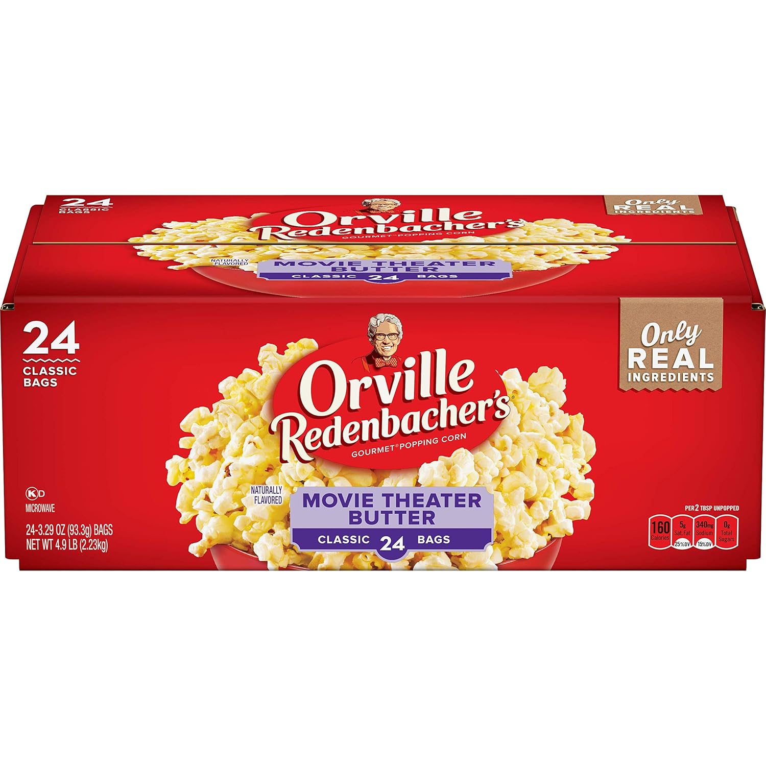 Orville Redenbacher's Movie Theater Butter Microwave Popcorn, 3.29 Ounce Classic Bag, 24-Count