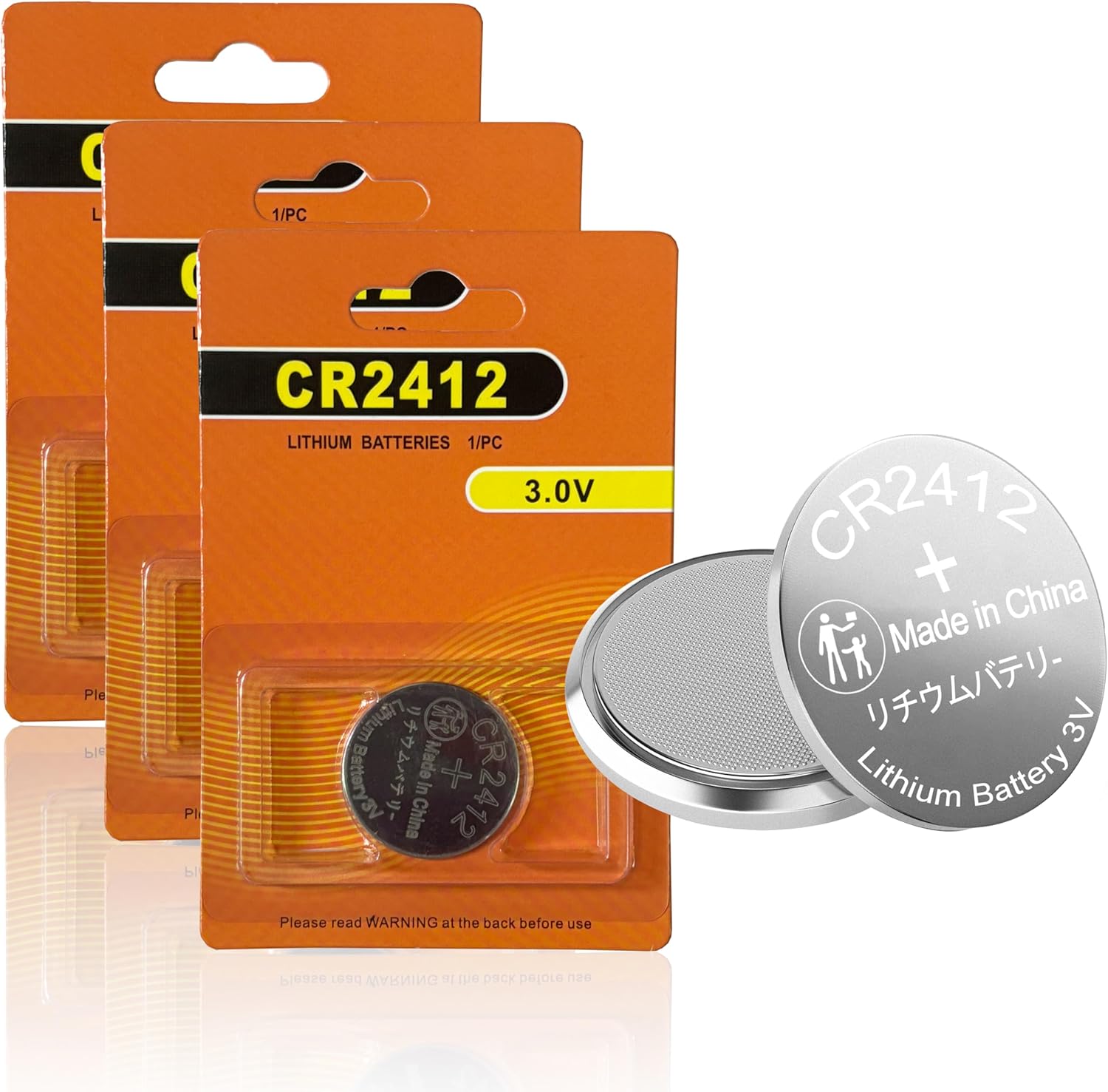 CR2412 Coin Cell Batteries, CR2412 3V Lithium Battery 3 Pack for Car Key Fob Battery Smart Watch