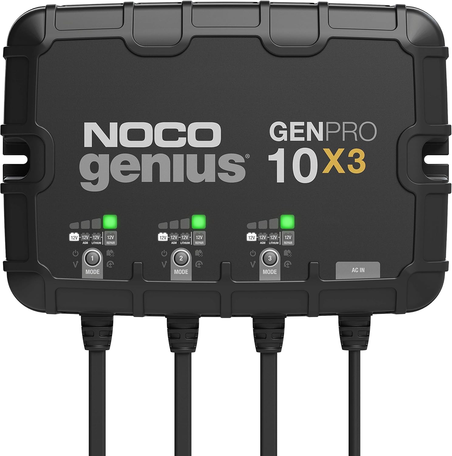 NOCO Genius GENPRO10X3: 3-Bank, 30A Onboard Battery Charger - 10A Per Bank, 12V Waterproof Marine Charger with Overcharge Protection & Temperature Compensation – for Lead-Acid & Lithium Batteries