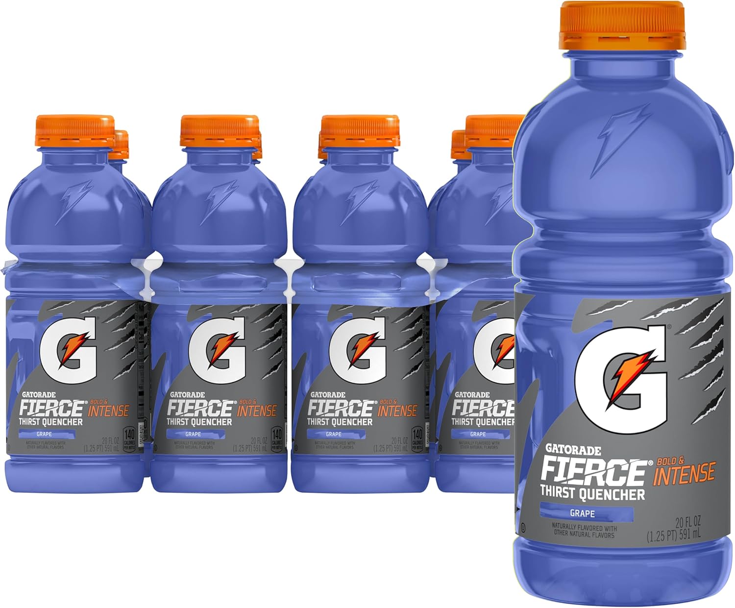 Gatorade Thirst Quencher Sports Drink Bottles - Fierce Grape - 20 oz - Electrolytes for Rehydration (Pack of 12)