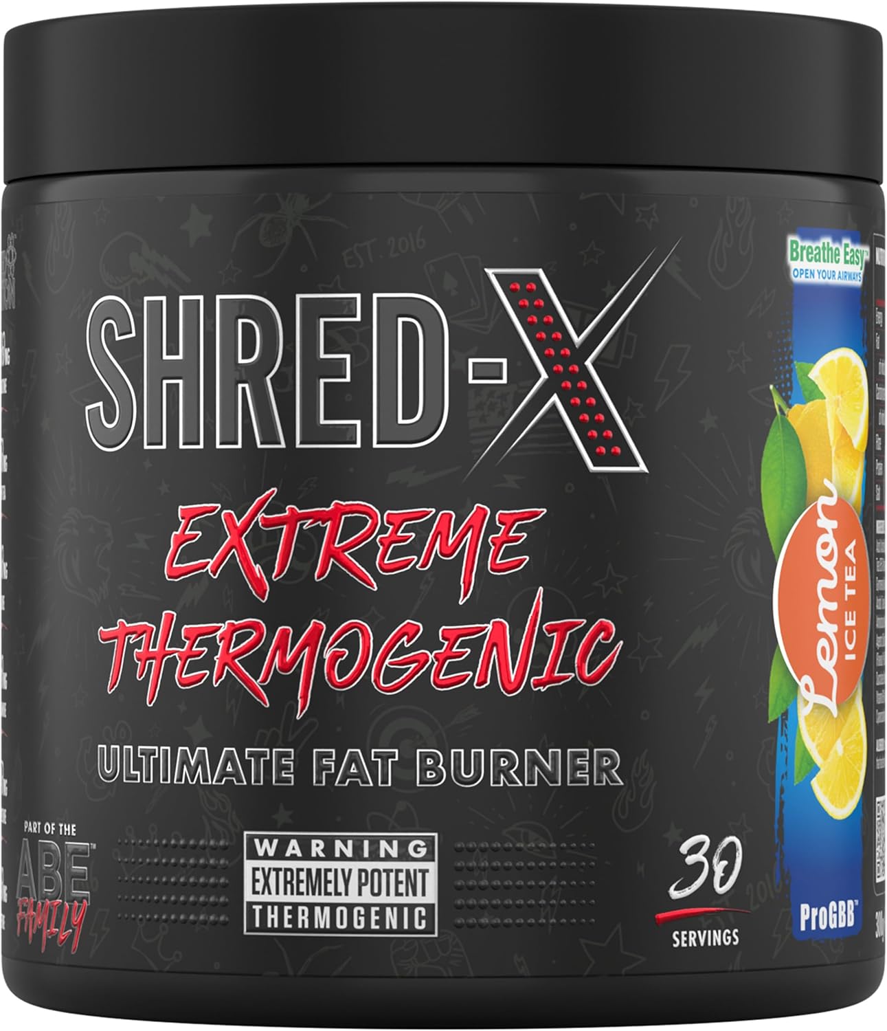 Applied Nutrition Shred X Fat Burner - ABE All Black Everything Fat Burner, Thermo Weight Management (300g - 30 Servings) (Lemon Ice Tea)