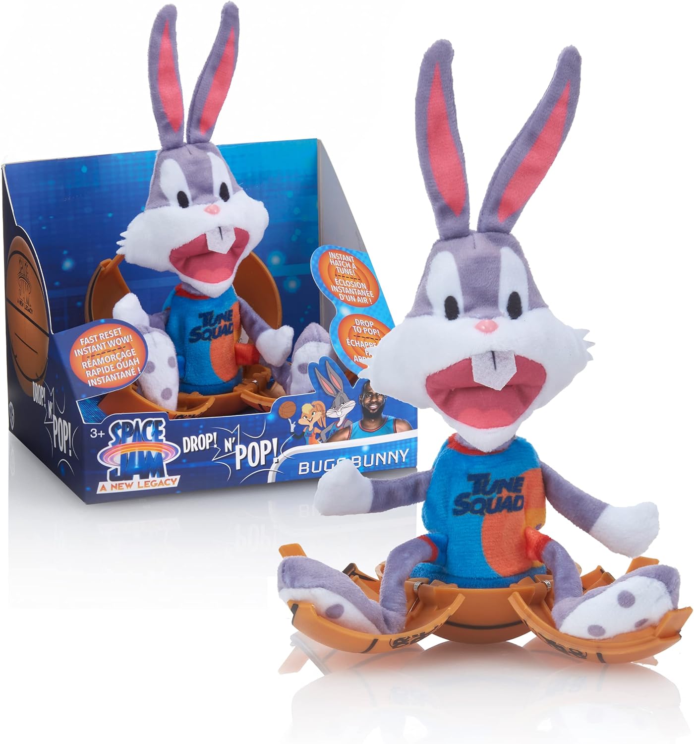 Wow! PODS Stuff Space Jam: A New Legacy Drop 'n Pop Bugs Bunny | Basketball Toy with Pop-up Plush | Official Film Collectables, Toys and Gifts for Boys and Girls, Aged 5+
