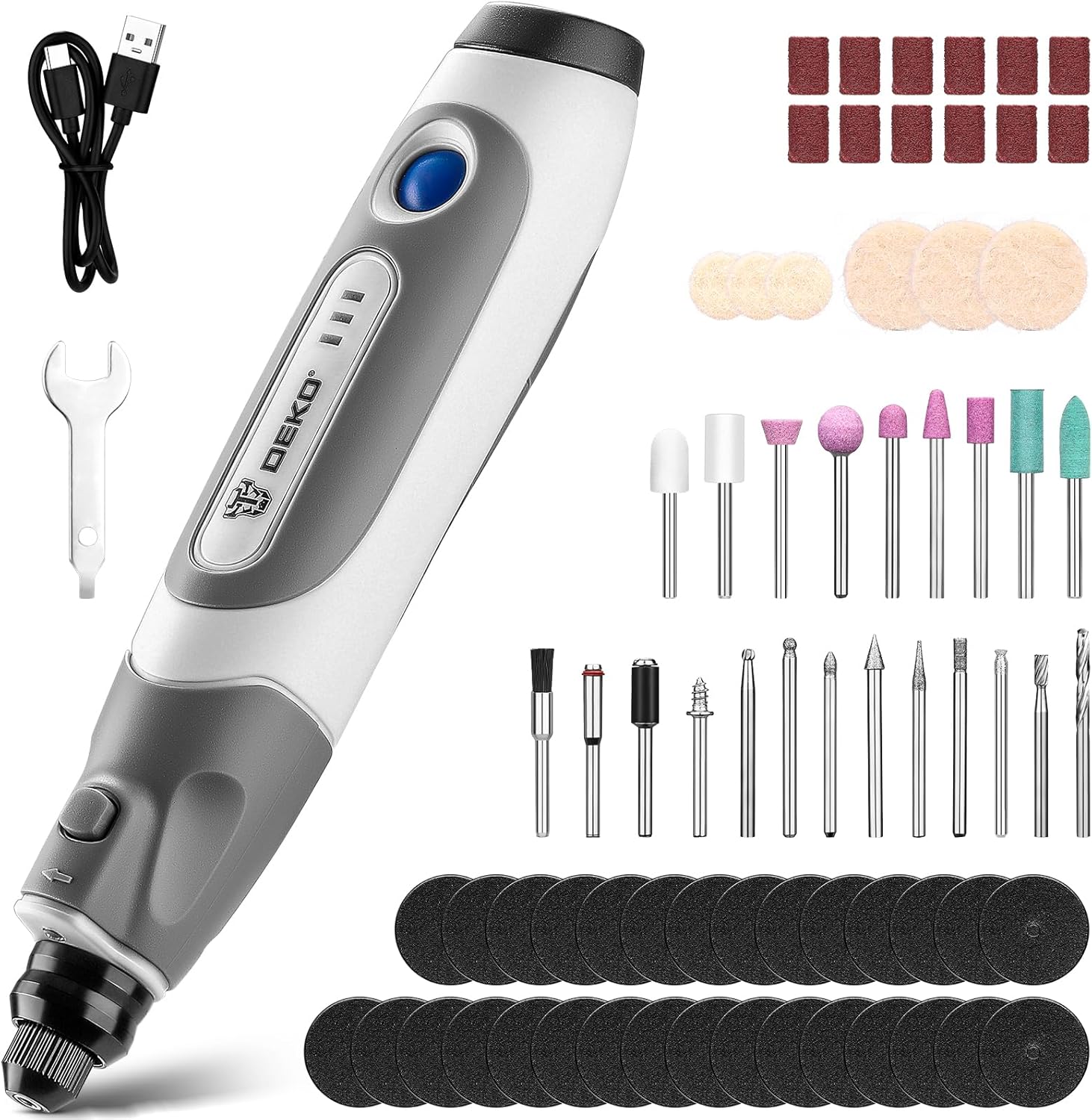 Mini Cordless Rotary Tool:DEKOPRO 3.6V Rotary Tool Variable Speed Display with Type-C Charging, Power Rotary Tool with 70 Accessories for Sanding, Engraving, Polishing, Drilling, Cutting, DIY