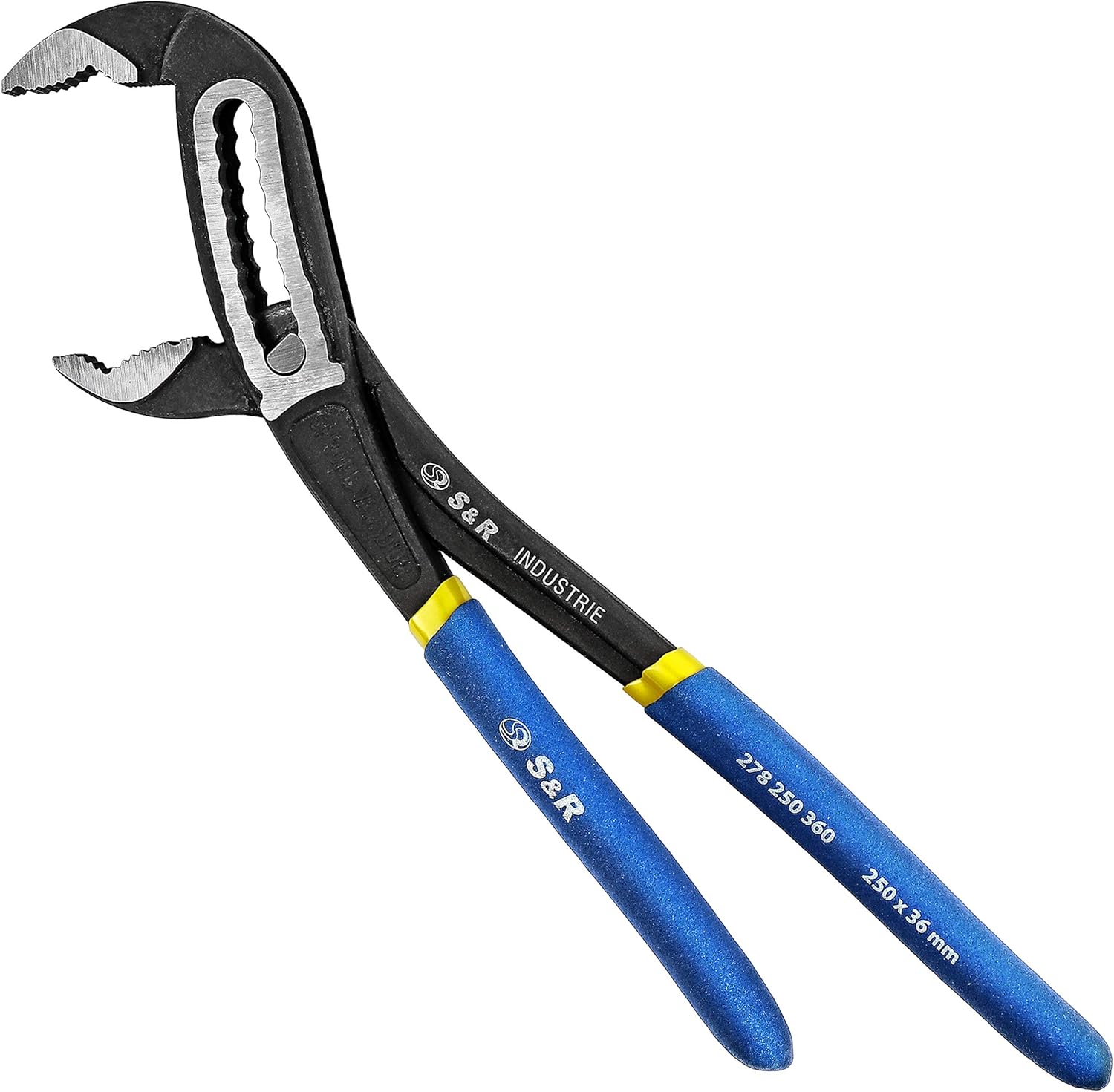 S&R Water Pump Pliers, 250mm Pipe Wrench – CR-V Steel, 55mm Opening Width, Double-Coated Secure Handles