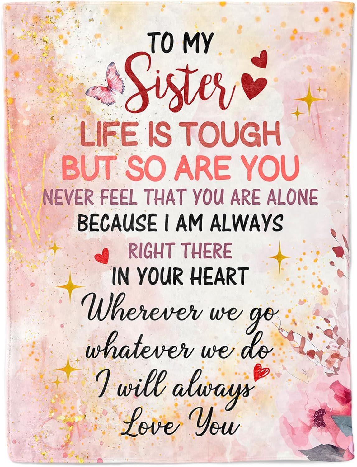 Welsky Sister Gifts, Sister Birthday Gifts Pink Blanket, Graduation Wedding Thank you Mothers Day Friendship Present for Women Friends, Inspirational Blankets and Throws