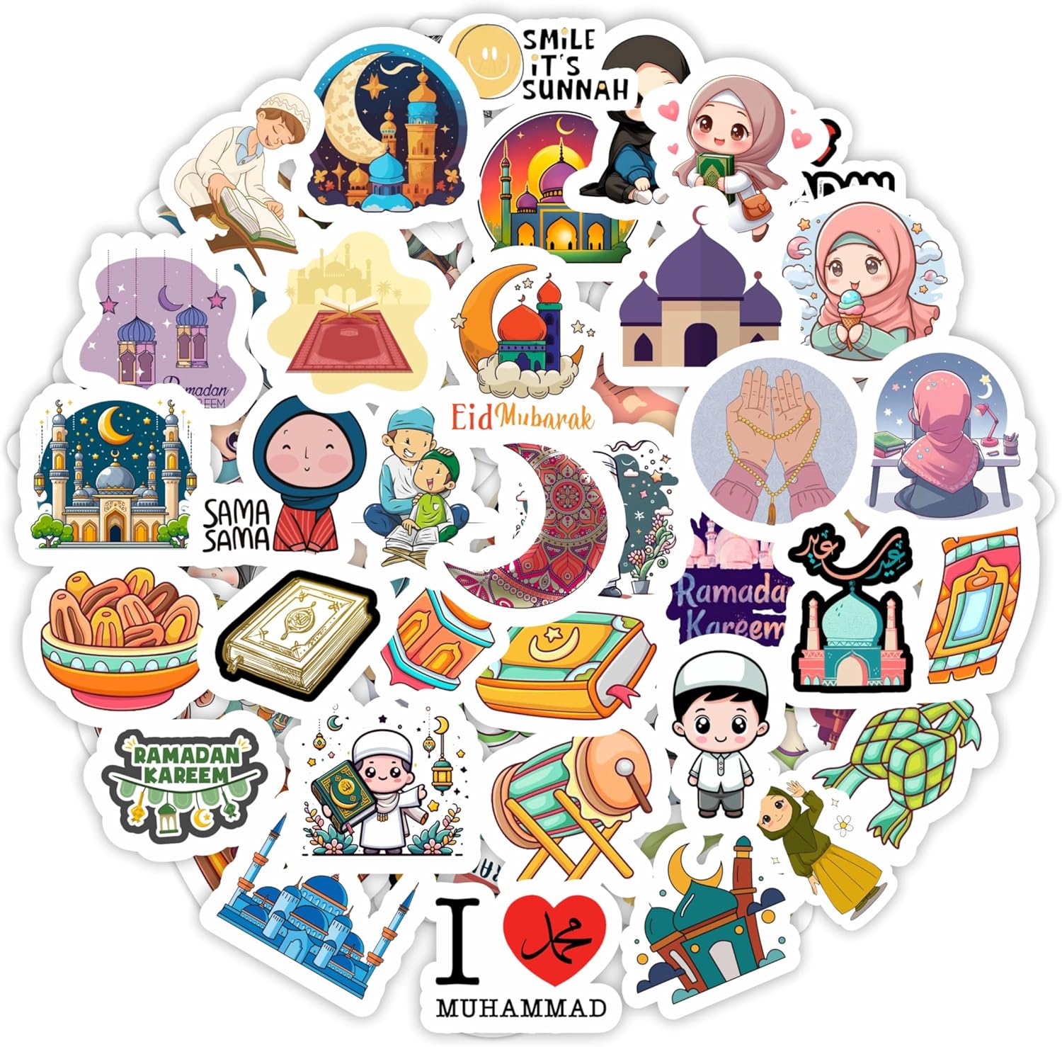 BulbaCraft Islamic Stickers for Ki_ds, Muslim Stickers for Water Bottle and Laptop - Islam Party Favors & Decorations, Ramadan Waterproof Vinyl Decals, Gifts for Women & Men