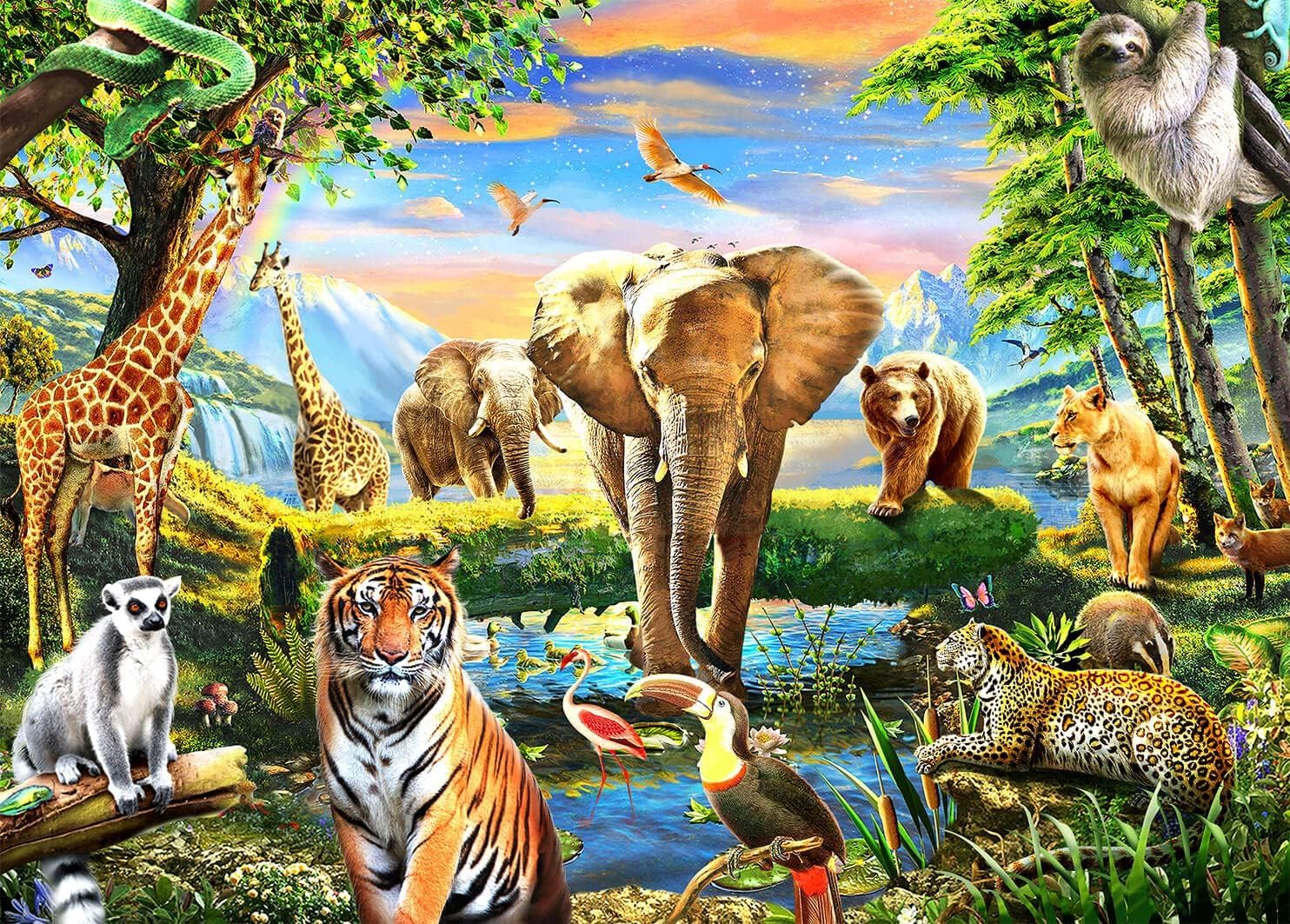 Jigsaw Puzzles 1000 Pieces for Adults jigsaw puzzles for adults 1000 Piece Puzzle Educational Games-Safari Animal World