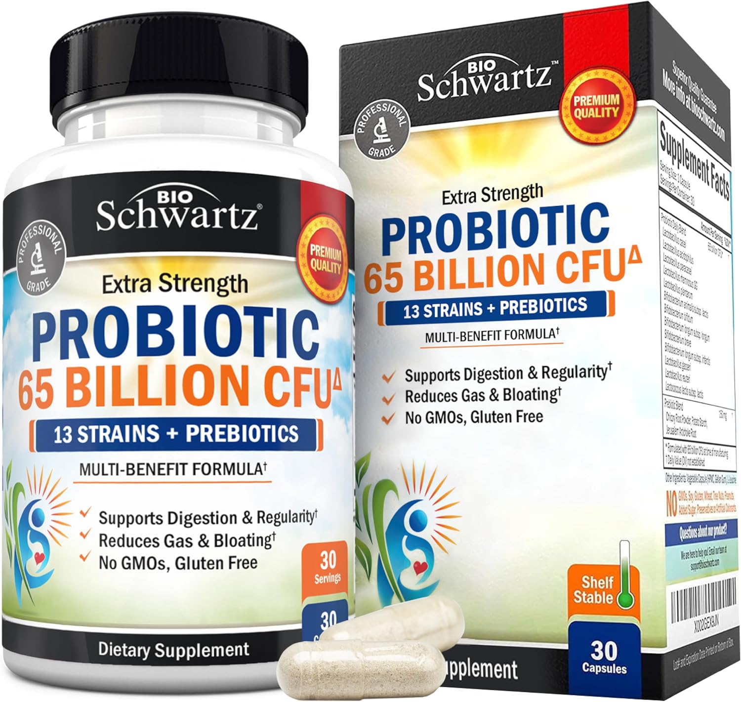 Probiotic 65 Billion CFUs with Prebiotics for Women & Men, 30ct