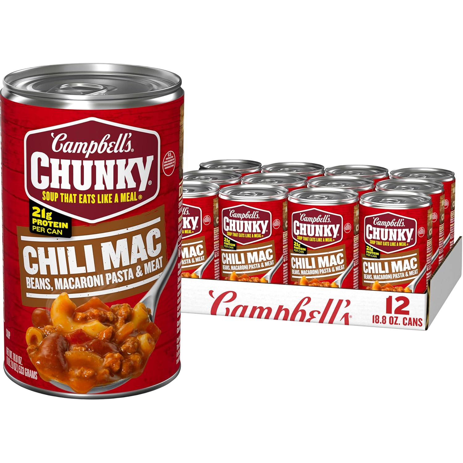 Campbell’s Chunky Chili Mac Soup, 18.8 oz Can (Pack of 12)