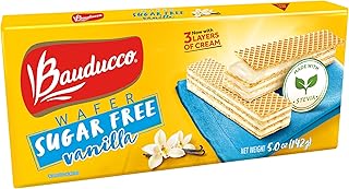 Bauducco Vanilla Wafer Cookies - Sugar Free Delicious & Crispy Wafers- 0g of added sugar - 3 Creamy Layers - Great for Snacks & Dessert - No Artificial Flavors, 5oz (Pack of 1)