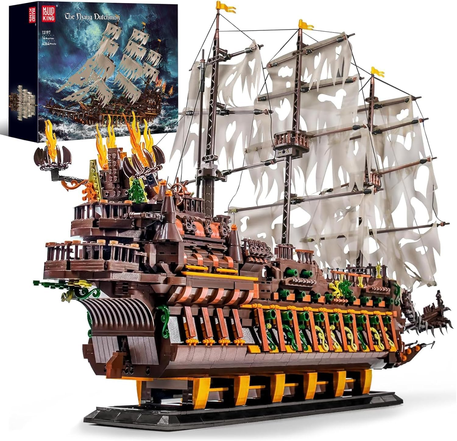 Mould King 13197 Pirate Ship Building Blocks Kits, MOC Flying Dutchman Model Ship Boat, Construction Set for Adults to Build, Toys Gift for Teens Collections (4364+Pieces)