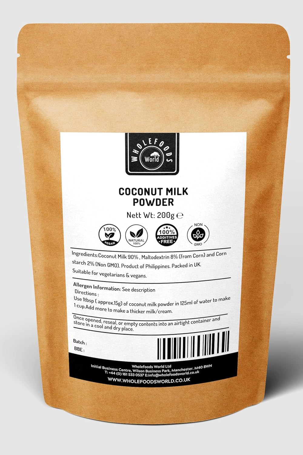 Coconut Milk Powder | 100% Natural | Non-GMO | Dairy-Free – No Colouring | Packed in Resealable Kraft Paper Pouch | Vegan & Vegetarian Friendly | Eco-Friendly Milk Alternative (200g)