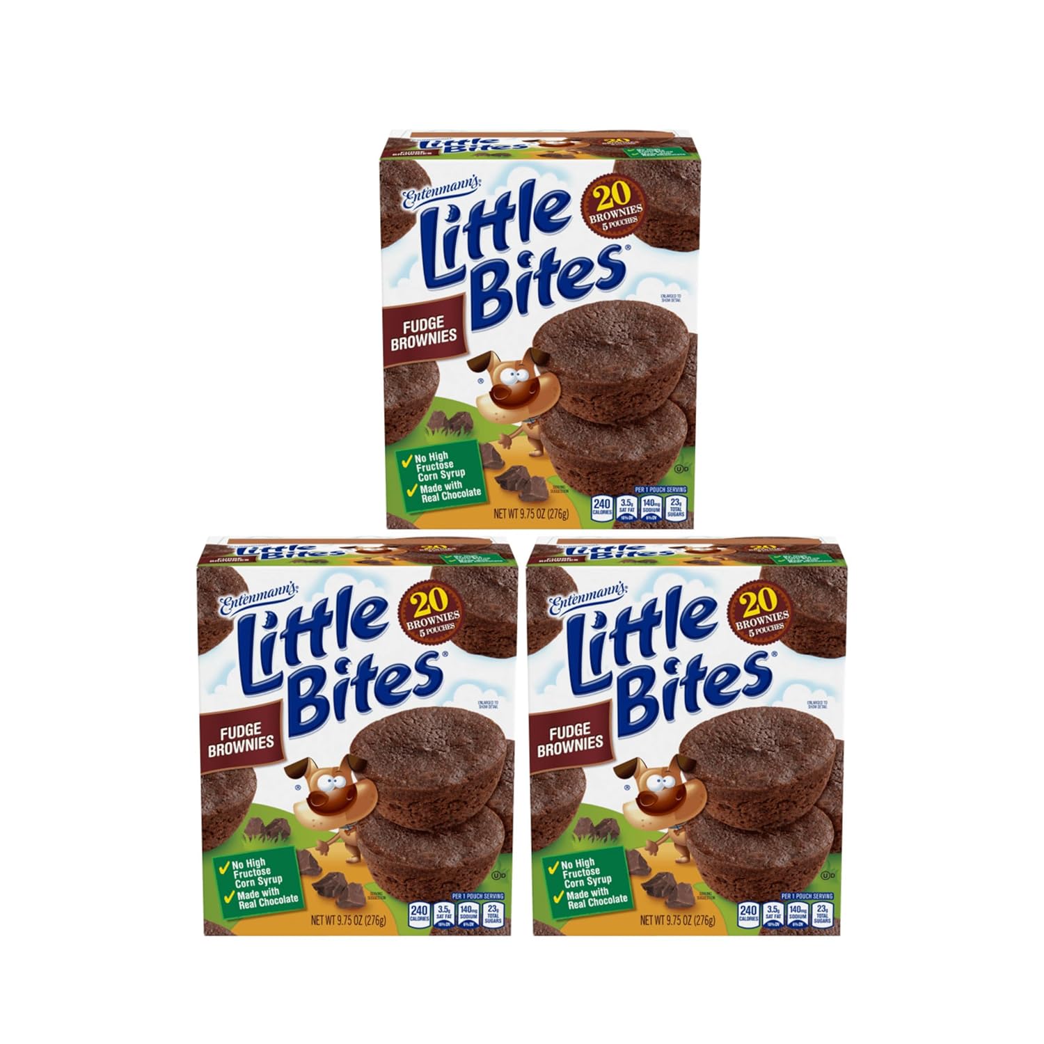 Entenmann's Little Bites Fudge Brownie Mini Muffins | 3 pack (15 pouches total)