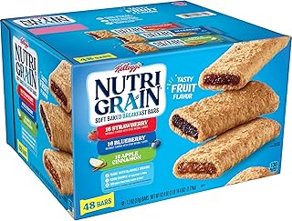 Nutri-Grain Soft Baked Breakfast Bars, Made with Whole Grains, Kids Snacks, Variety Pack, 62.4oz Box (48 Bars)