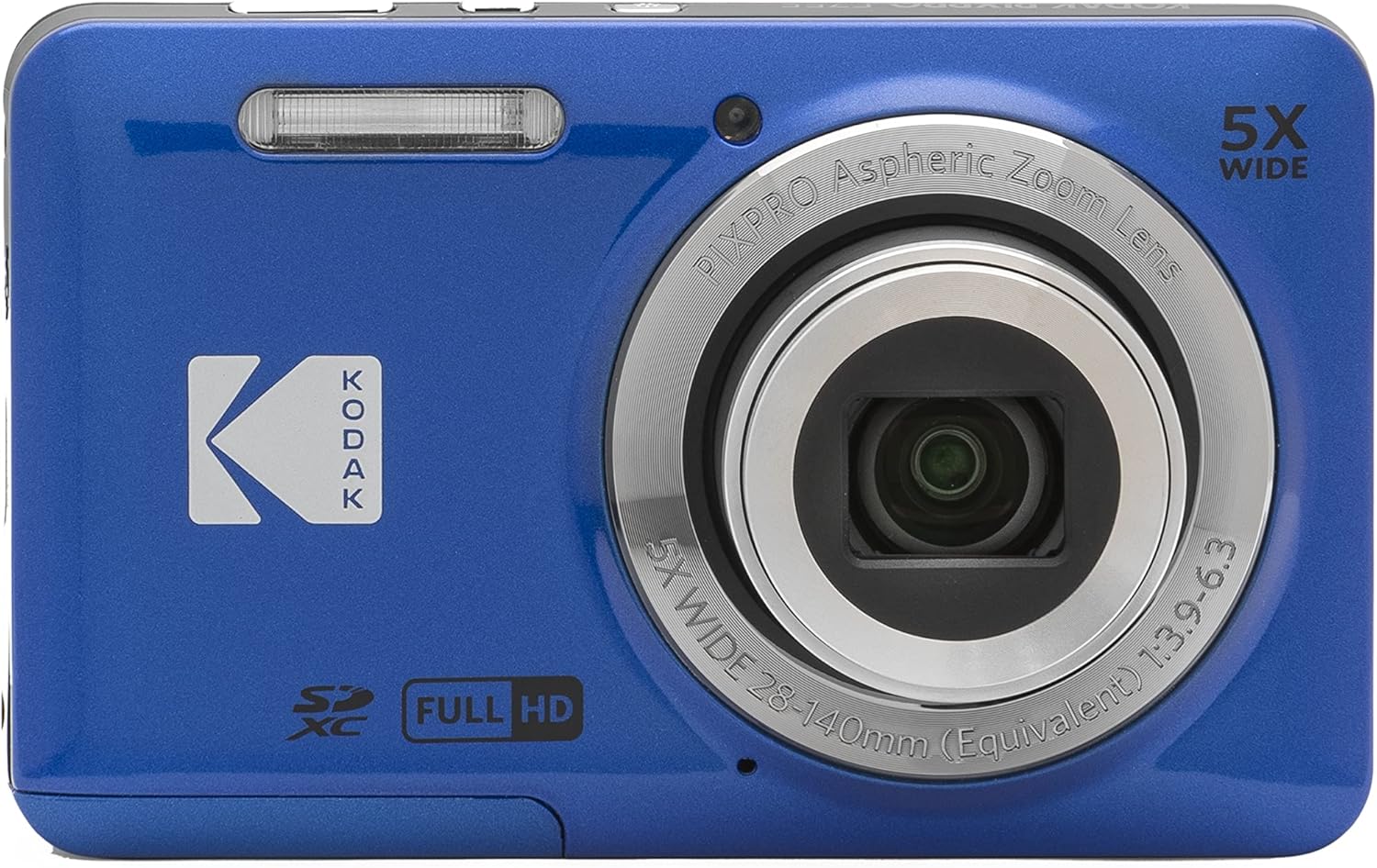 KODAK PIXPRO FZ55-BL 16MP Digital Camera 5X Optical Zoom 28mm Wide Angle 1080P Full HD Video 2.7" LCD Vlogging Camera (Blue)