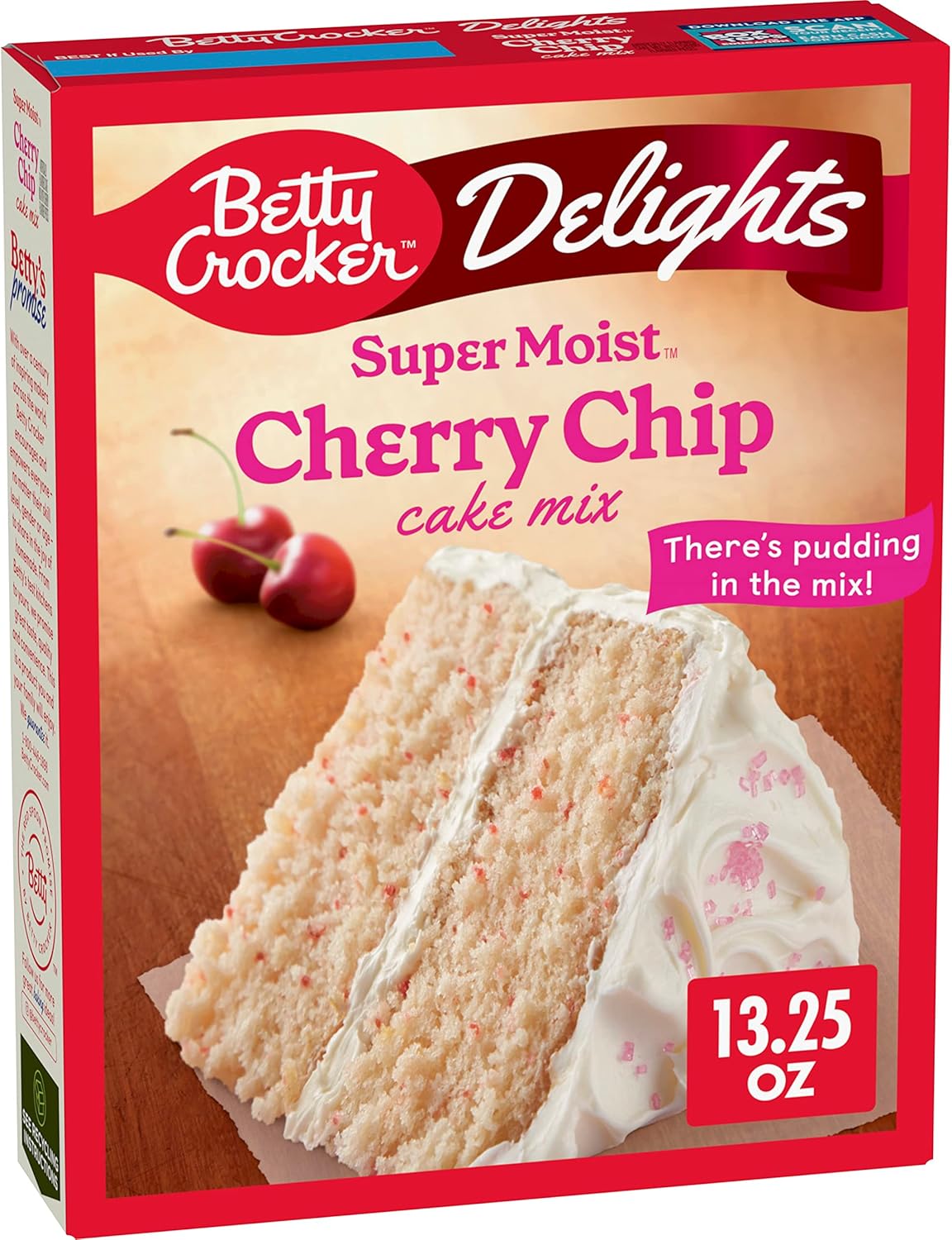 Betty Crocker Delights Super Moist Cherry Chip Cake Mix 376g (13.25oz)