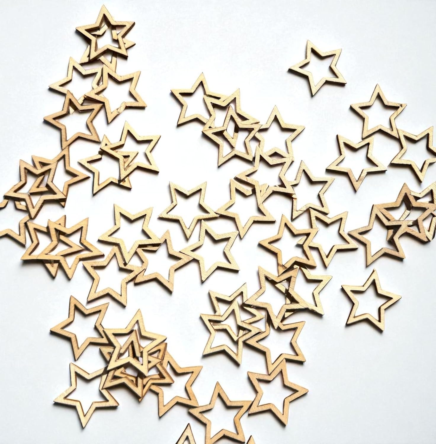 Syntego Rustic Wooden Star Shapes Wood Craft Embellishments for Crafting Decoration (50)