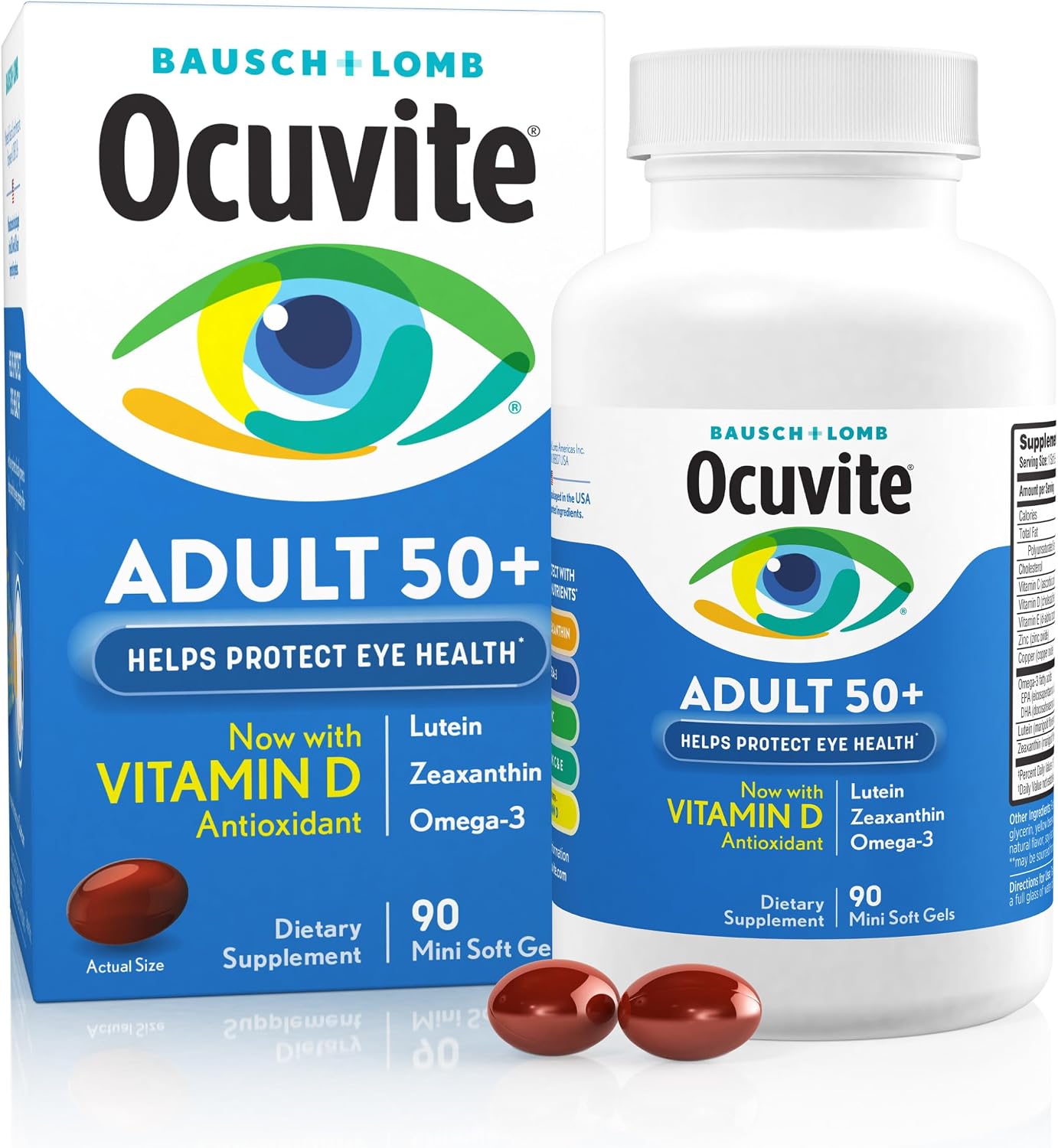 Ocuvite 50+ Eye Vitamins, Lutein & Zeaxanthin Supplement, 90 Softgels