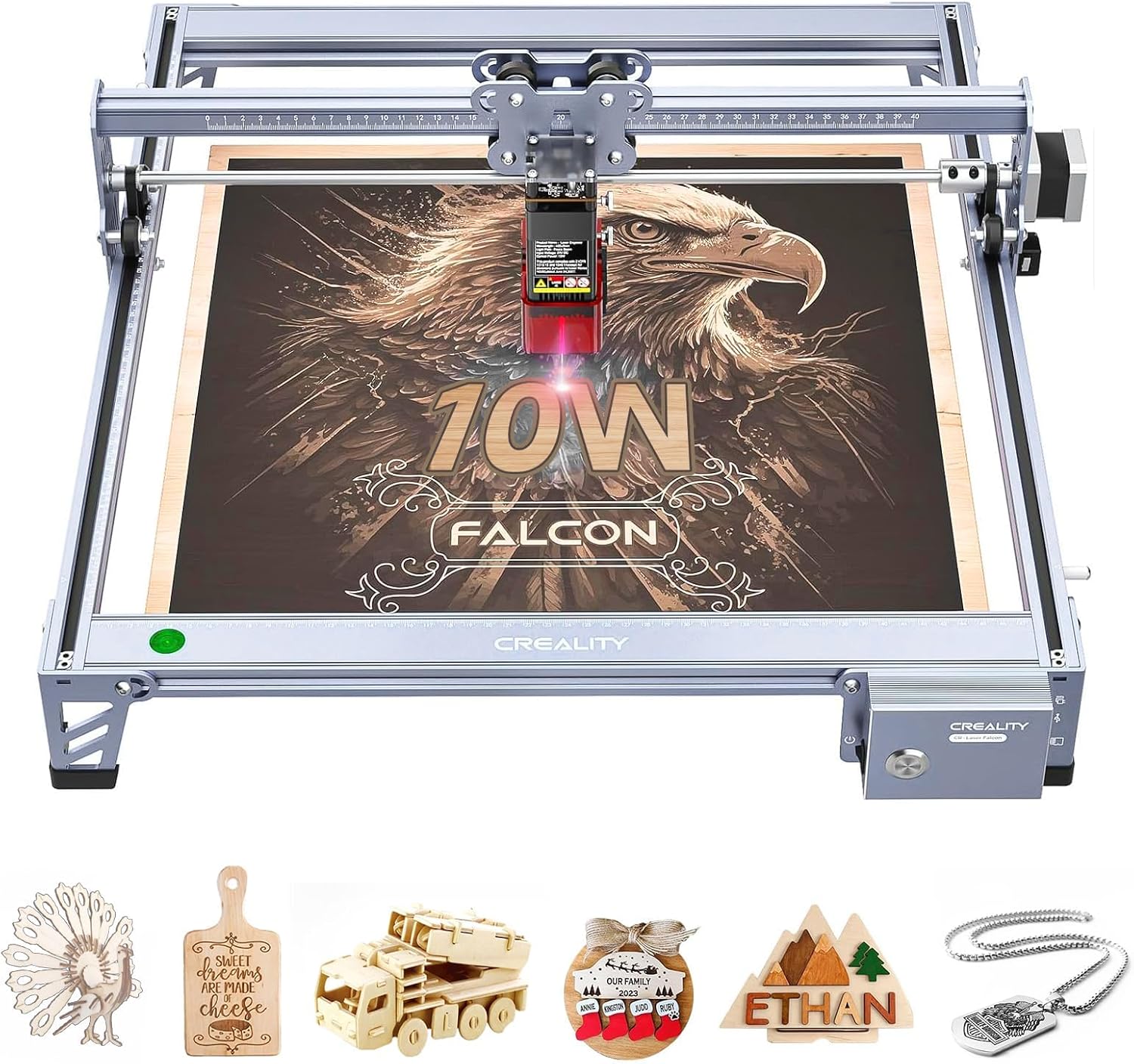 Creality 10W Engraving Machine, Engraver Cutter with 0.06mm High Precision, 10000mm/min Speed for Wood, Metal, Acrylic, Glass and Leather, Engraving Area 400 x 415mm