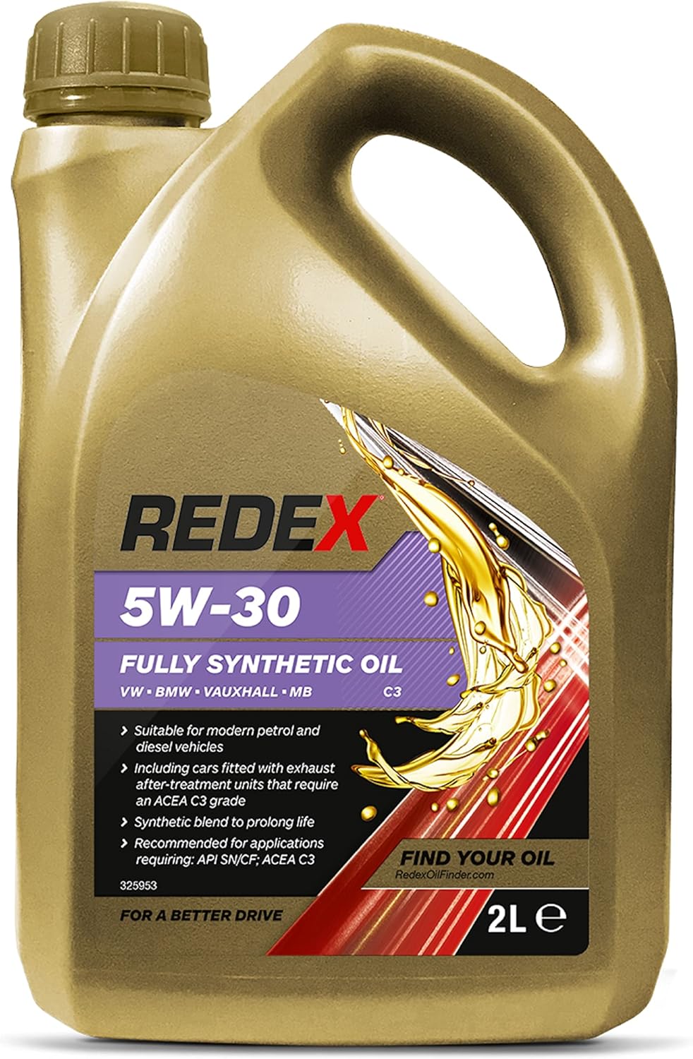 REDEX 5w-30 C3 Fully Synthetic Engine Oil for BMW VAUX MB, 2Litre