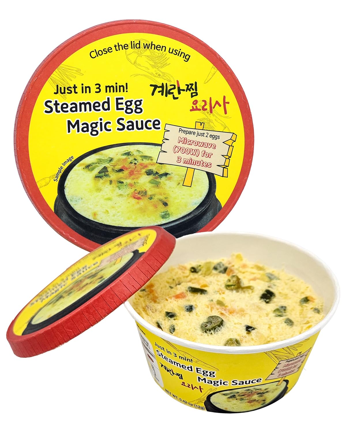 Korean Steamed Egg Kit Cups with Salted Shrimp Sauce - Korean-style scrambled eggs Ready in just 3 Minutes Quick & Easy to Prepare - Authentic Korean Flavor Food Gyeran-jjim, 12 Pack