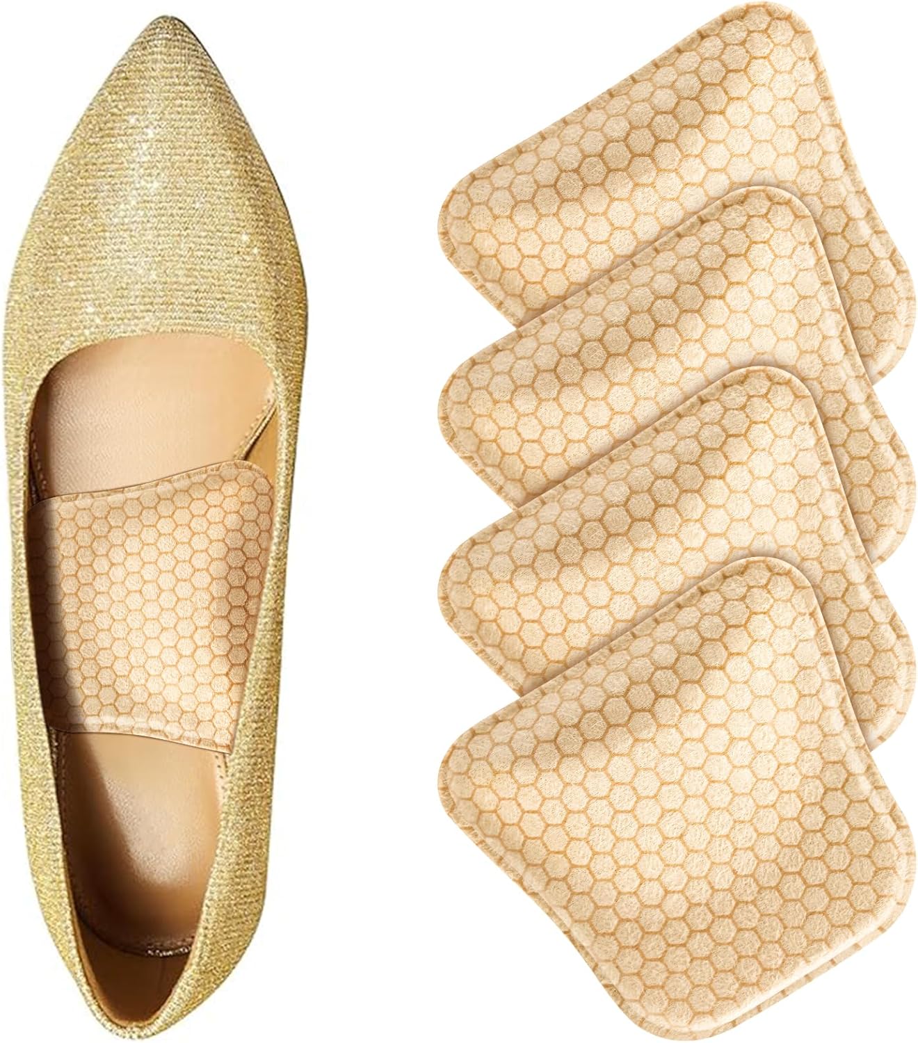 Arch Support Inserts Women for Flat Feet, Gel Arch Inserts for Plantar Fasciitis Relief, Non-Slip Arch Support Pads, Two-Option of Different Heights (High-Beige)