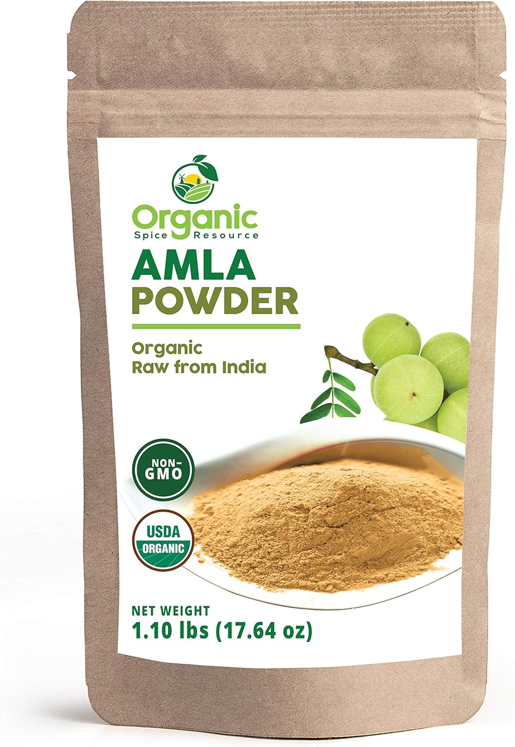 Organic Amla Powder - 1.10 lbs (17.64 oz) | Amalaki, USDA Organics, Non-GMO, Kosher, Halal - 100% Raw and Natural, by SHOPOSR